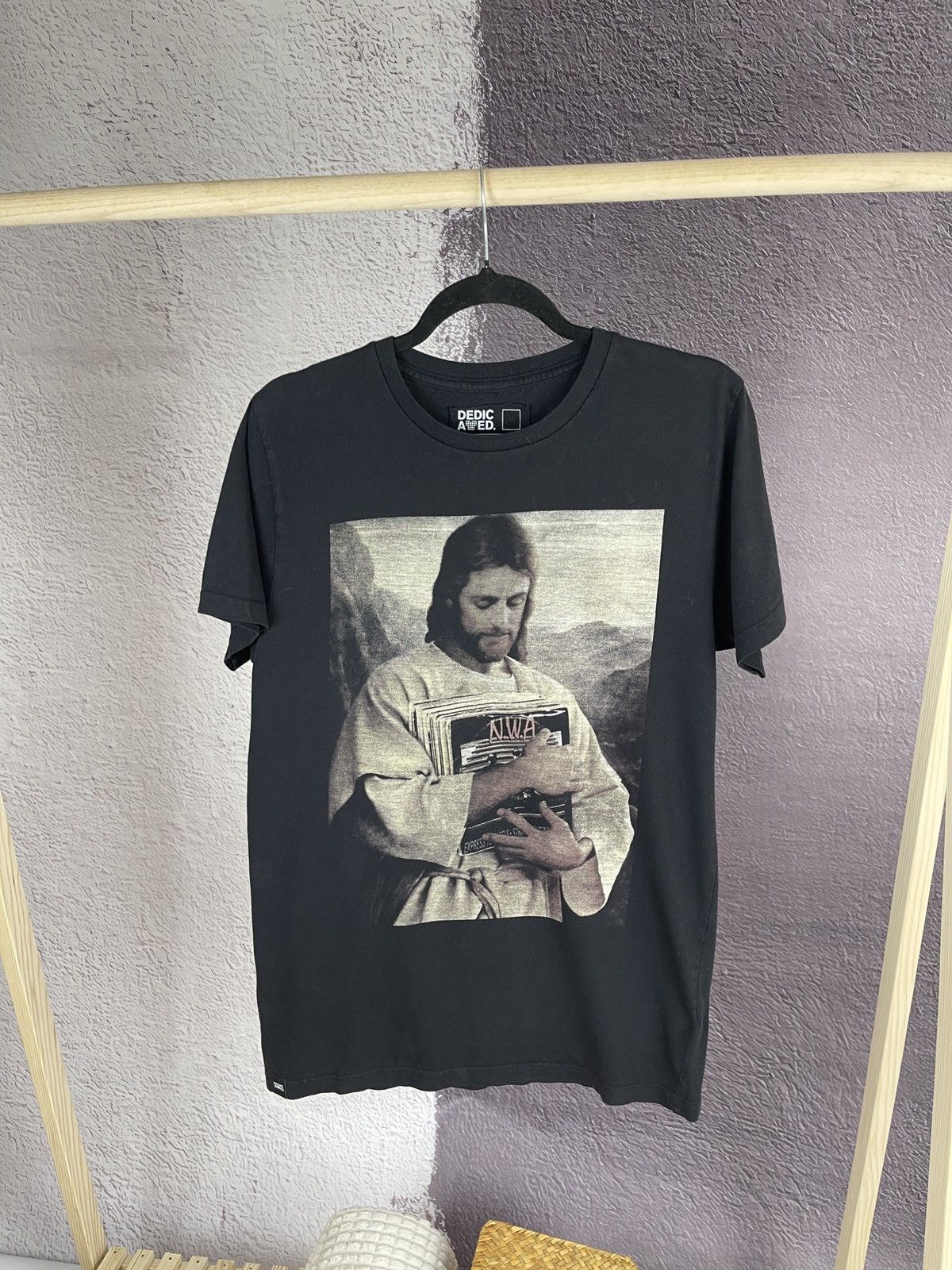 Japanese Brand Dedicated Vintage Jesus Nwa Book Big Logo Black Tee Hoodie, Sweatshirt | FlexRushtees.com