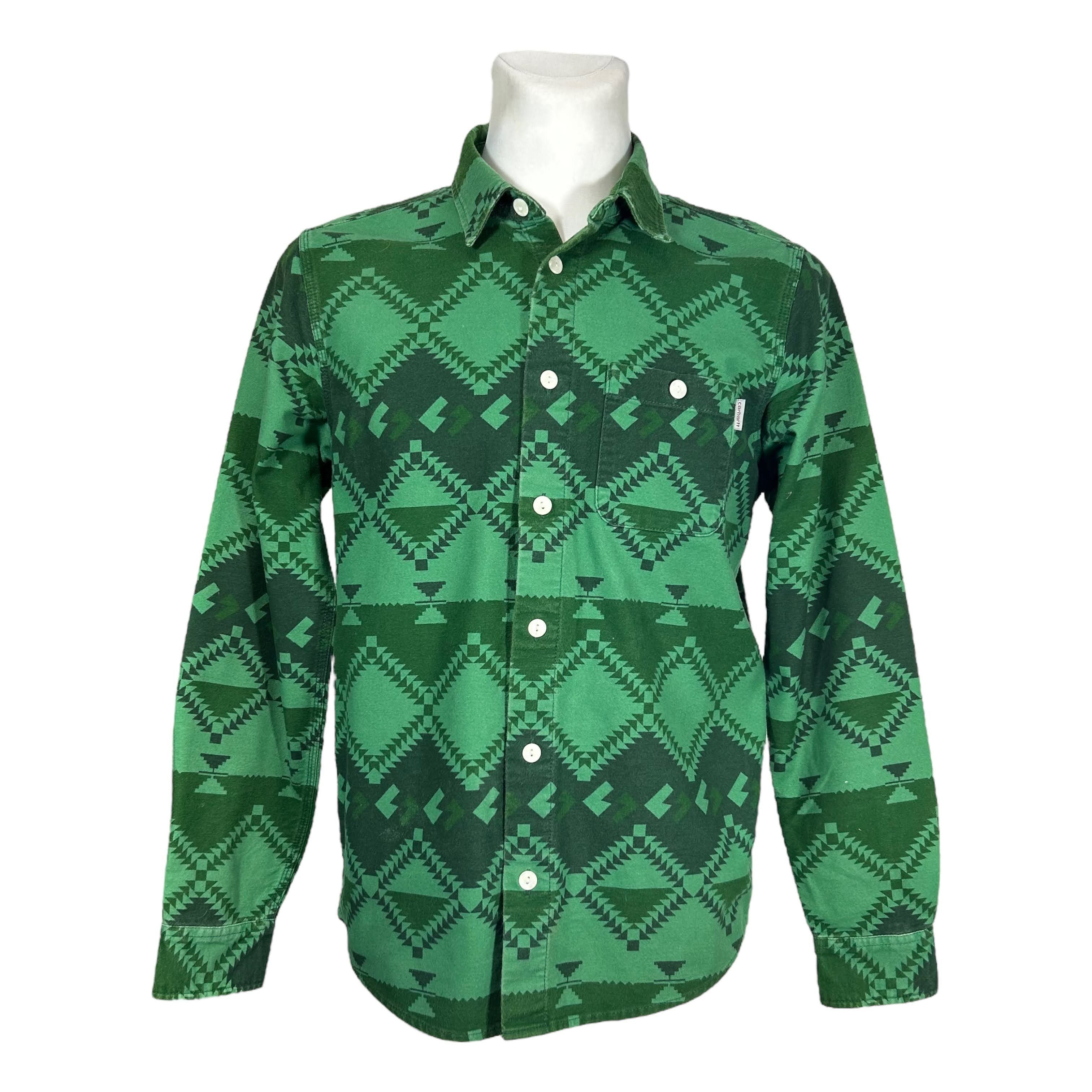 Carhartt Men S L S Native Shirt Aztec Pattern Green M