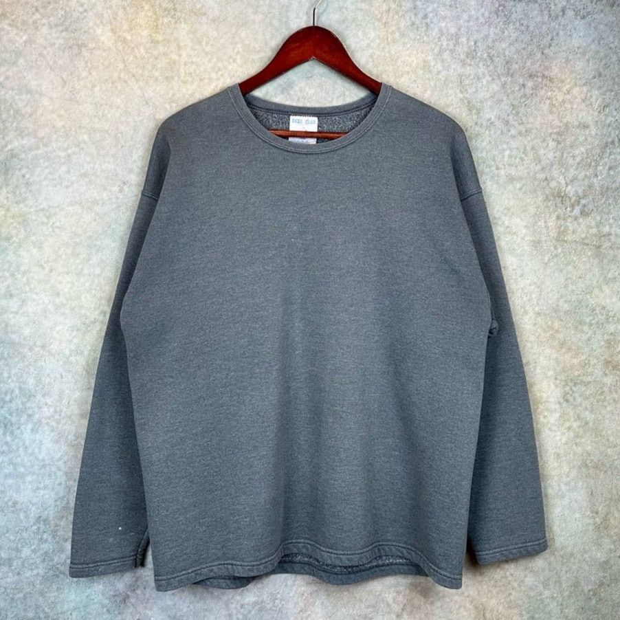 Vintage 90s Jerzees Blank Sweatshirt Sz L Gray Pullover