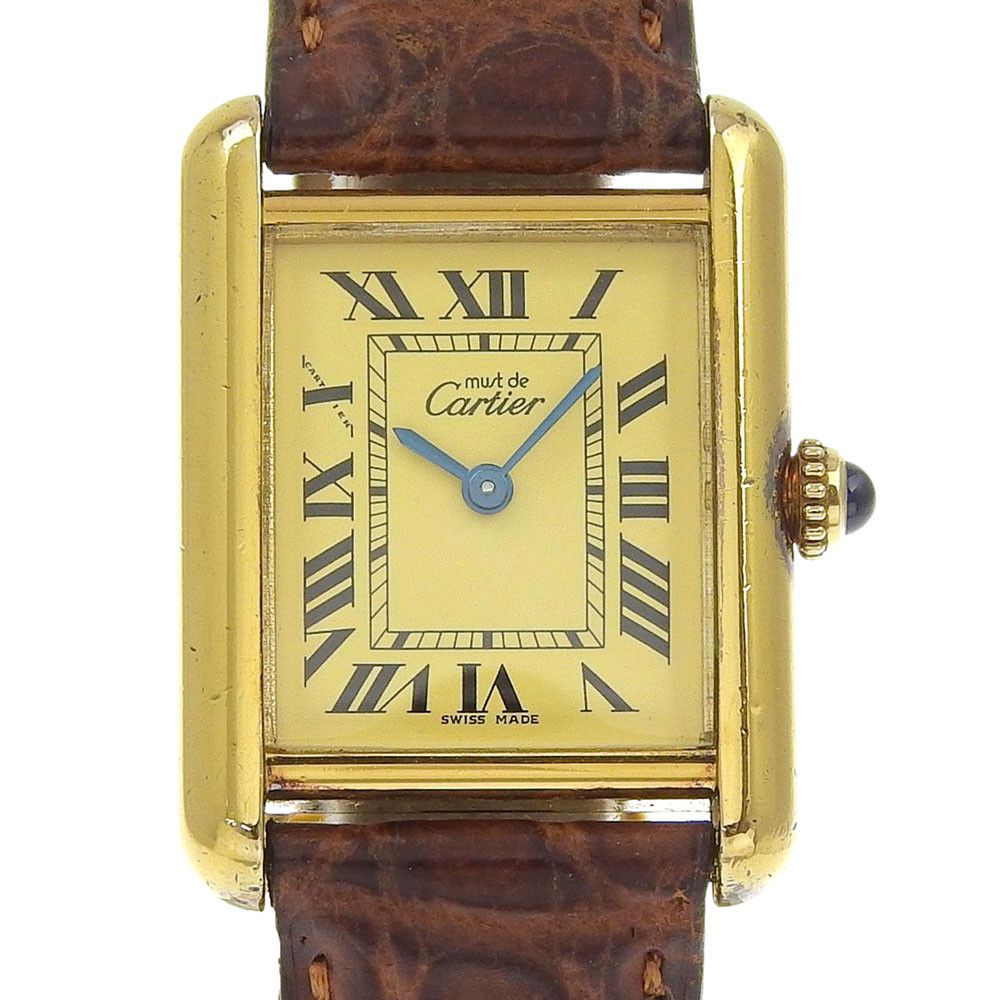 Cartier Cartier Must Tank 925 Silver Quartz Glass Quartz Cal 057 Duty Free For Usa