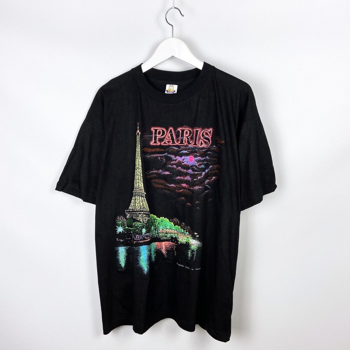Vintage 80s Paris Red Moon Graphic Art Tee Stepha Rare Y2k Hoodie, Sweatshirt | FlexRushtees.com