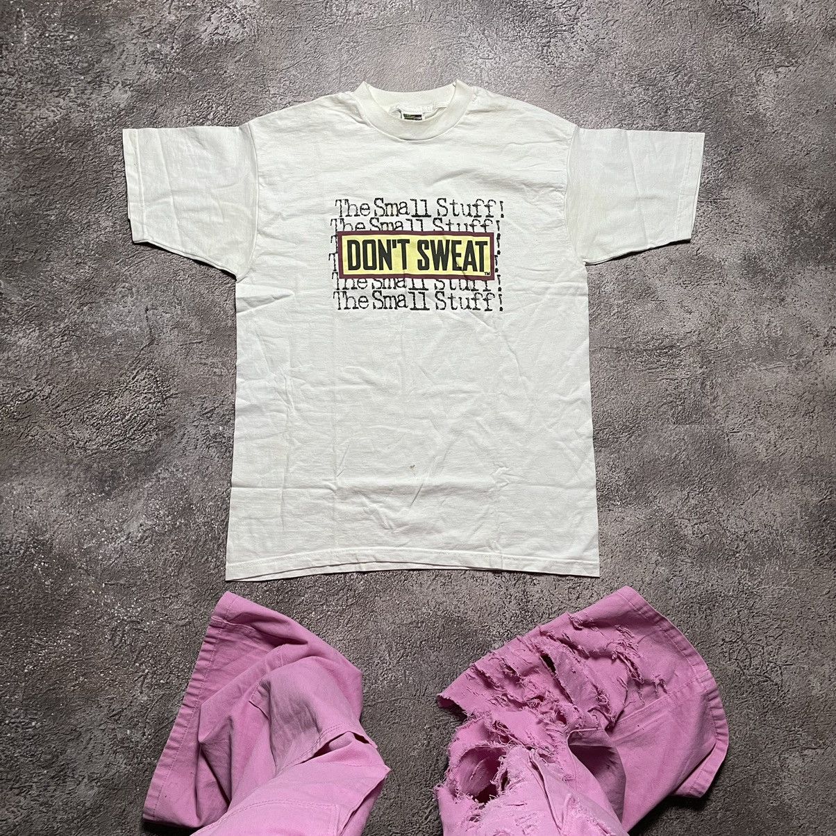 Vintage Adult Small Stuff Dont Sweat Slogan Tee Hoodie, Sweatshirt | FlexRushtees.com