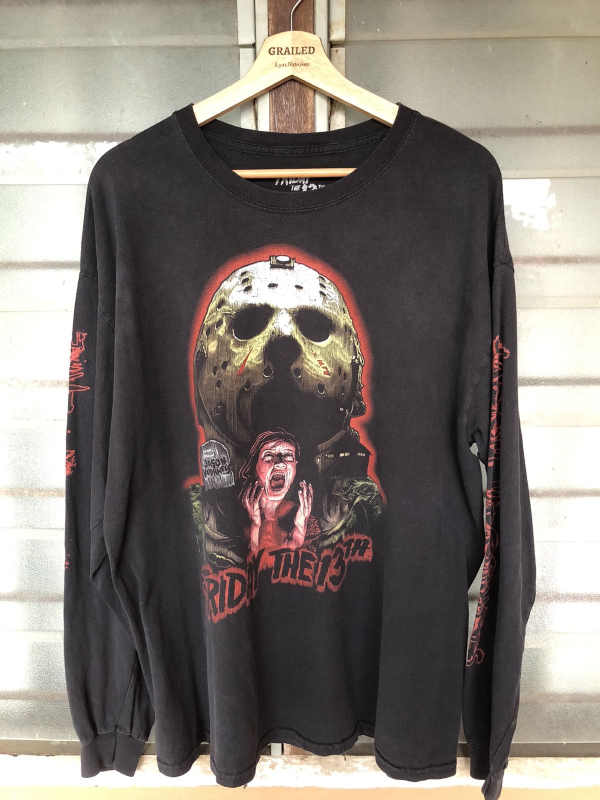 Vintage Friday The 13th Movie Jason Voorhess Long Sleeve Tee