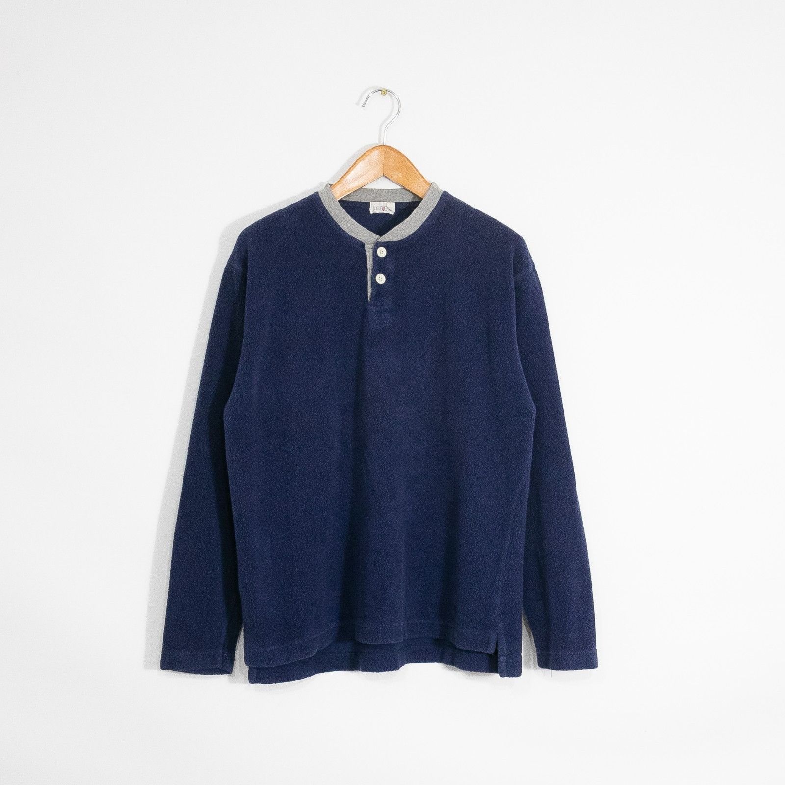 J Crew Vintage 90s J Crew French Terry Henley Shirt Mens Large Hoodie, Sweatshirt | FlexRushtees.com