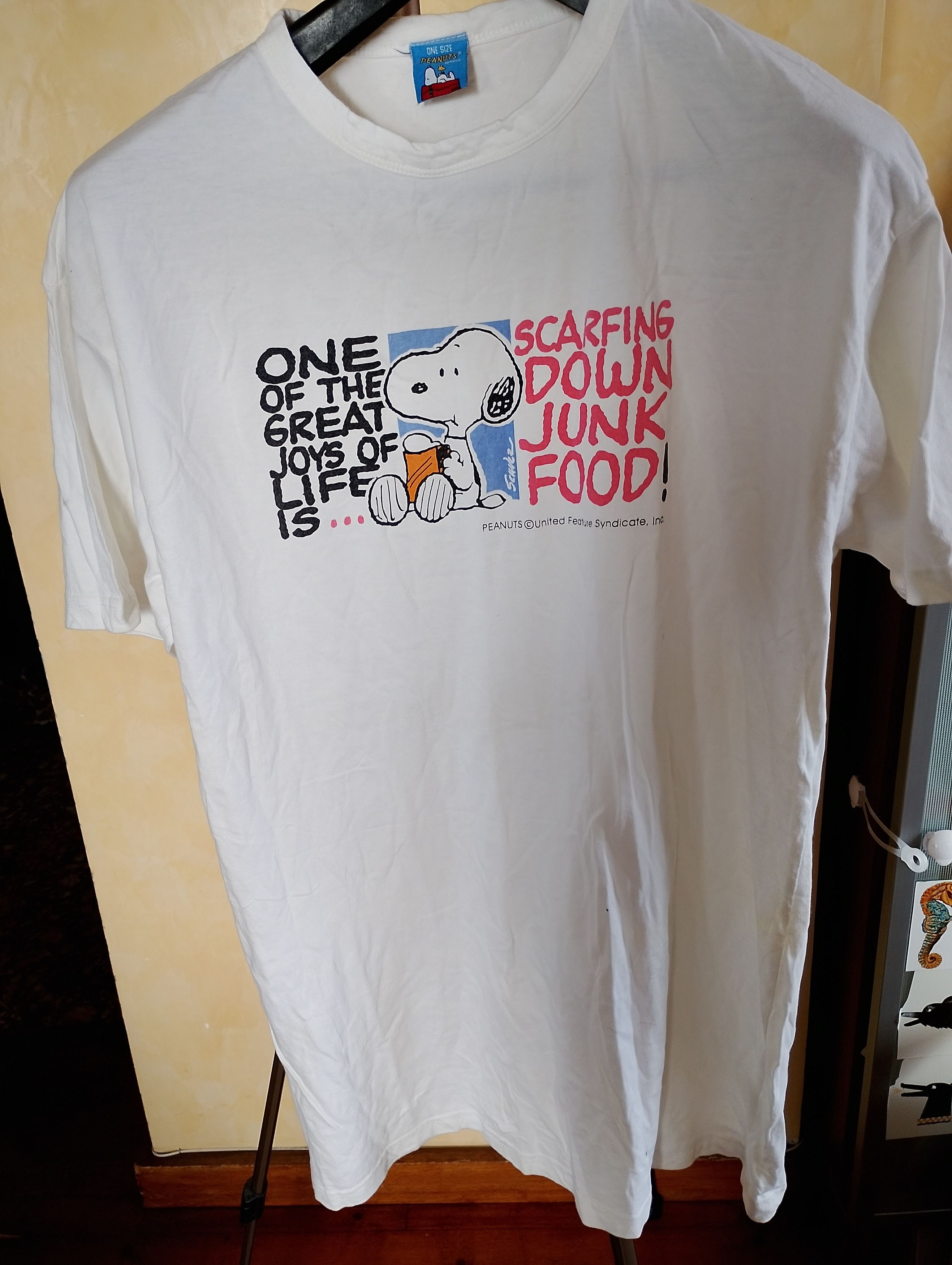 Peanuts Scarfing Down Junk Food T Shirt Sz L Hoodie, Sweatshirt | FlexRushtees.com