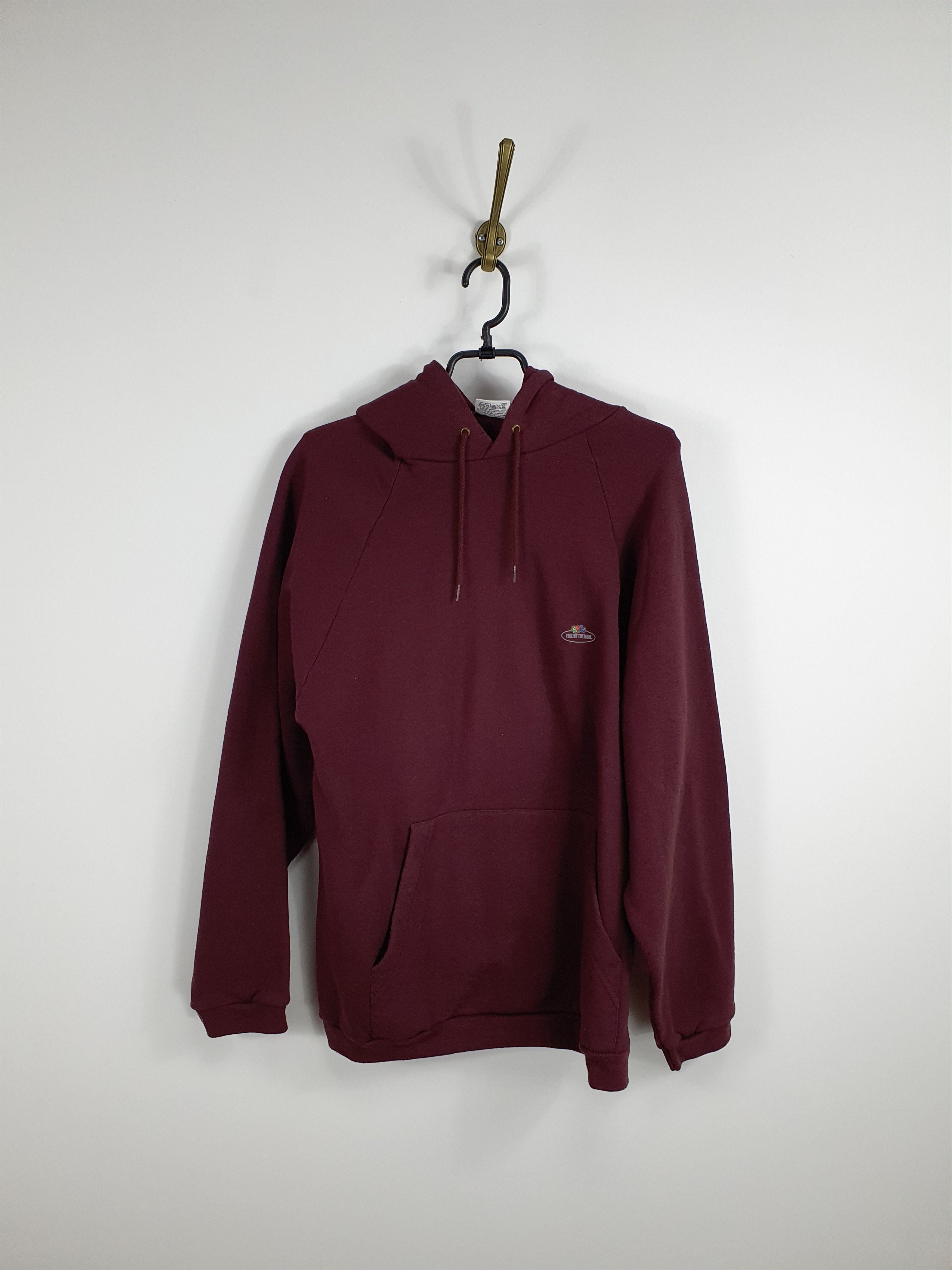 Vintage Fruit Of The Loom Burgundy Hoodie Pullover