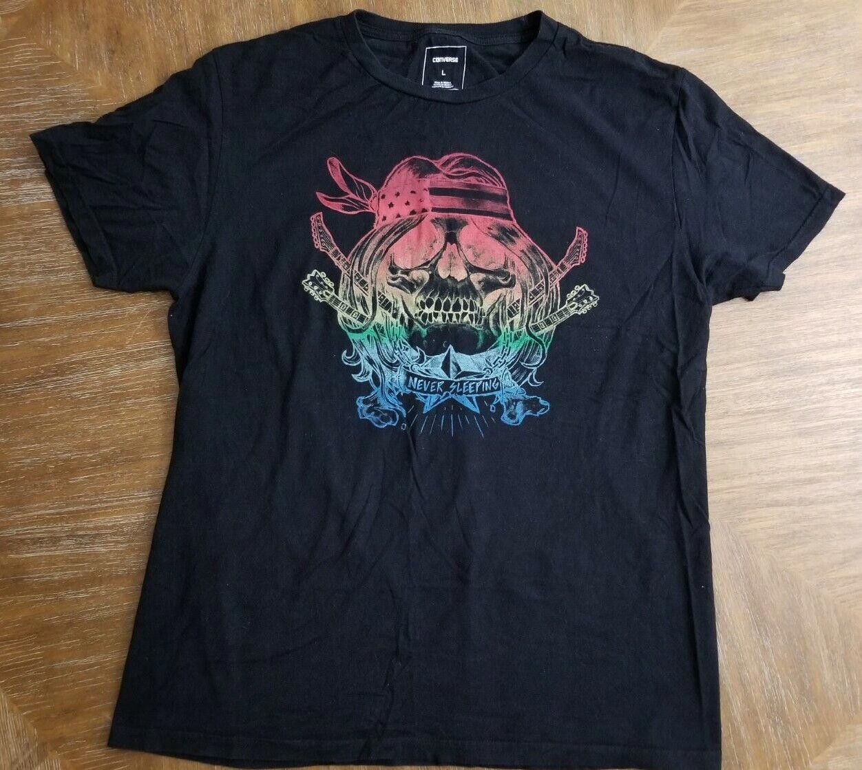 Converse T Shirt Large Black Rock N Roll Trippy