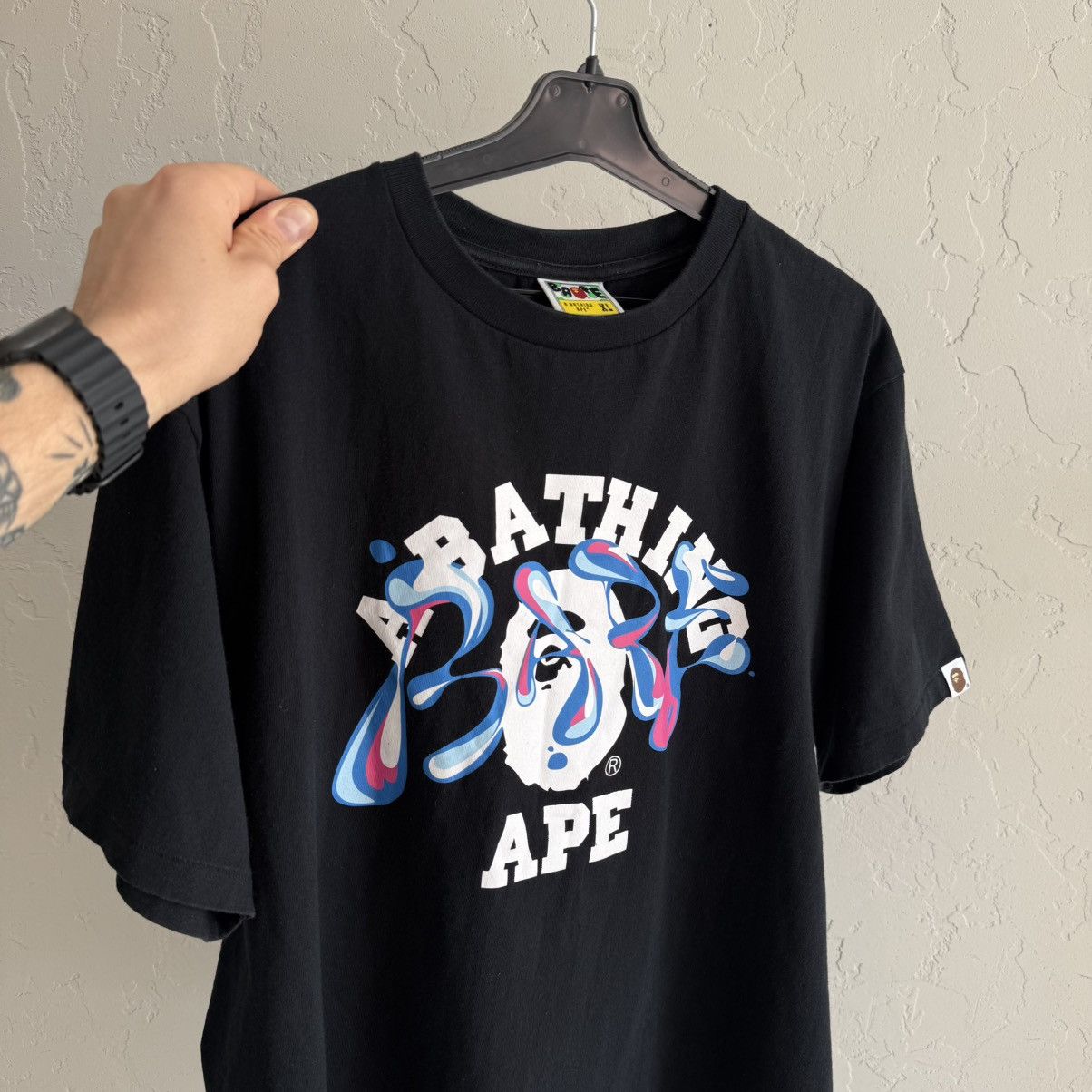 Bape A Bathing Ape Bape Marble Camo Liquid College Tee Hoodie, Sweatshirt | FlexRushtees.com