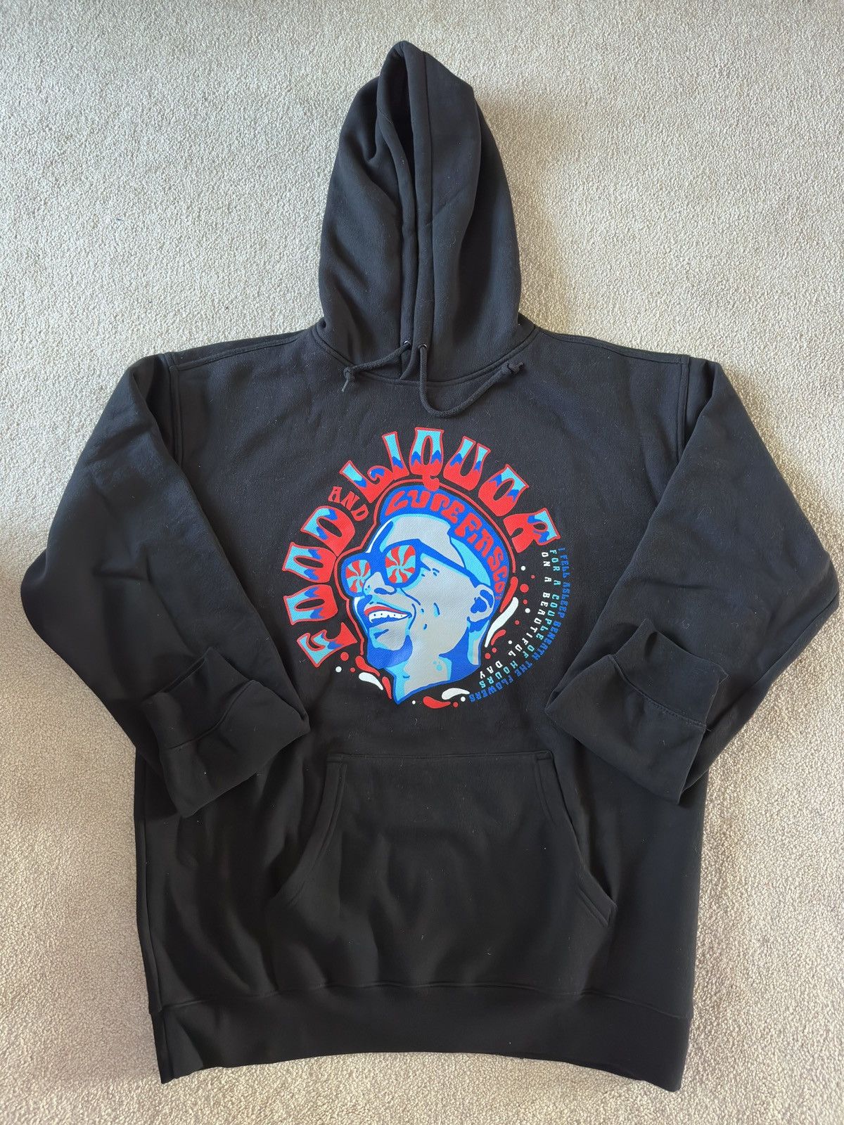 Rap Tees Official Lupe Fiasco Food And Liquor 60s Hoodie Black Large
