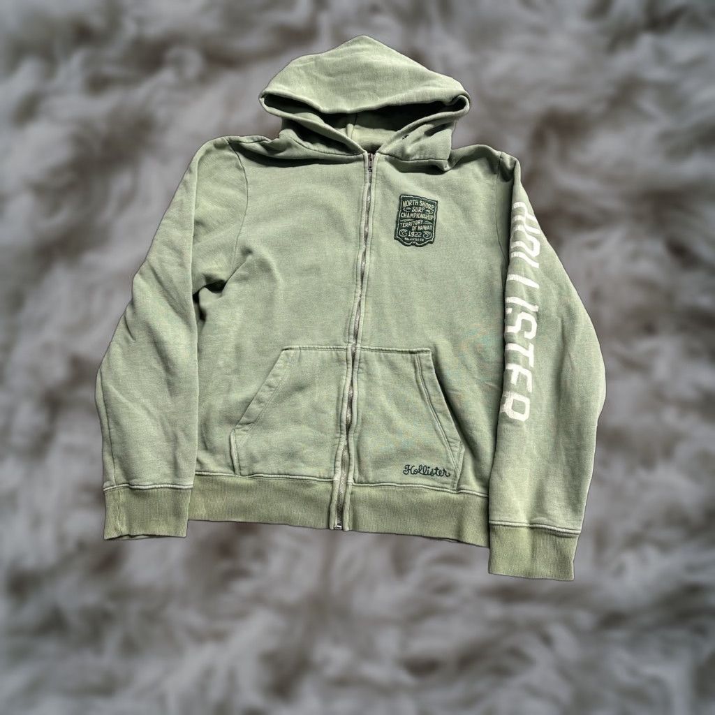 Large Green Surf California 2000s Zip Full Zip Hooded Pockets Men