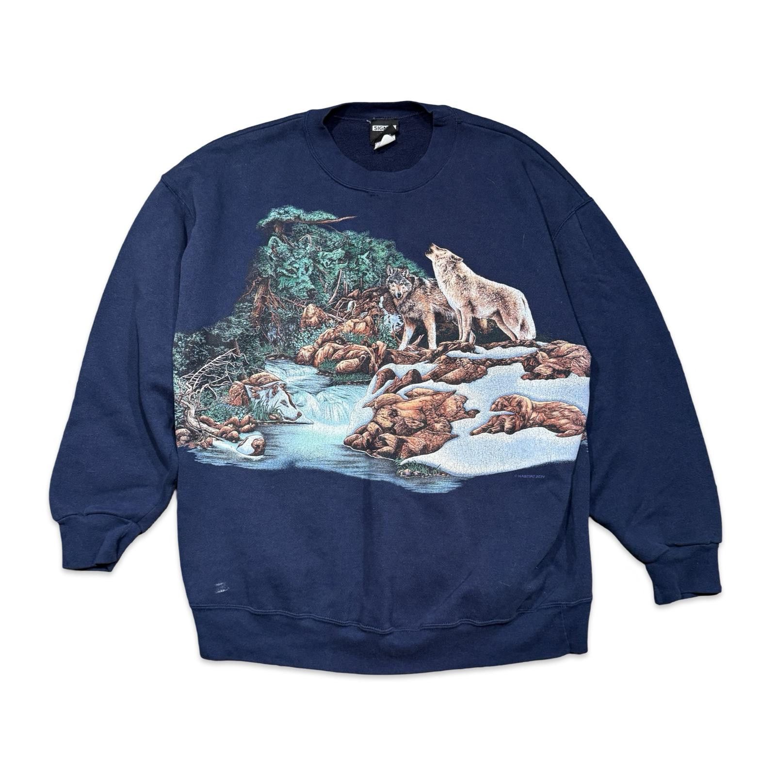 Designer Vintage Forest Wolves Graphic Crewneck Sweatshirt T-Shirts, Hoodie | FlexRushtees.com