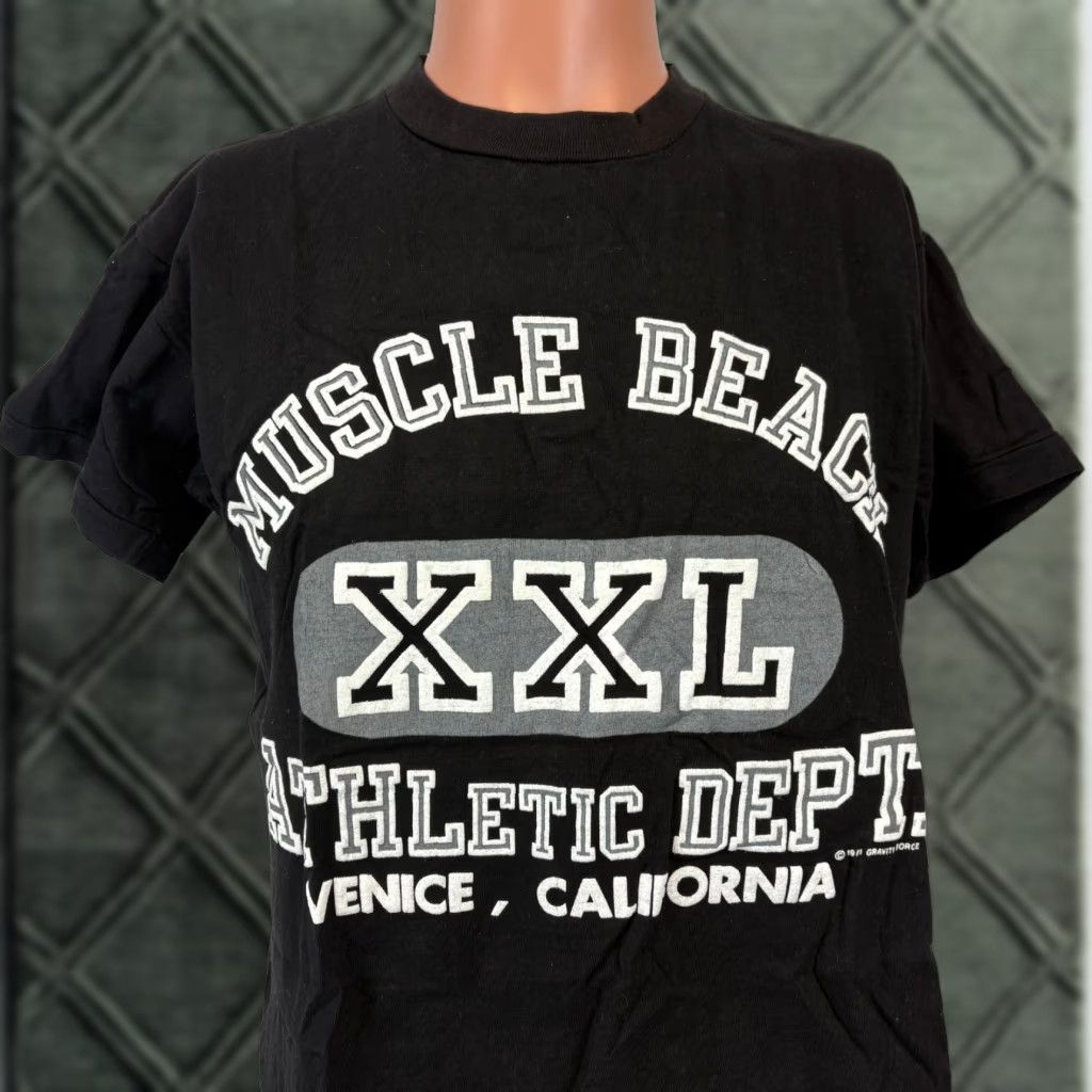 Vintage 90s Muscle Beach T Shirt Mens Size M Venice California Athletic Dept
