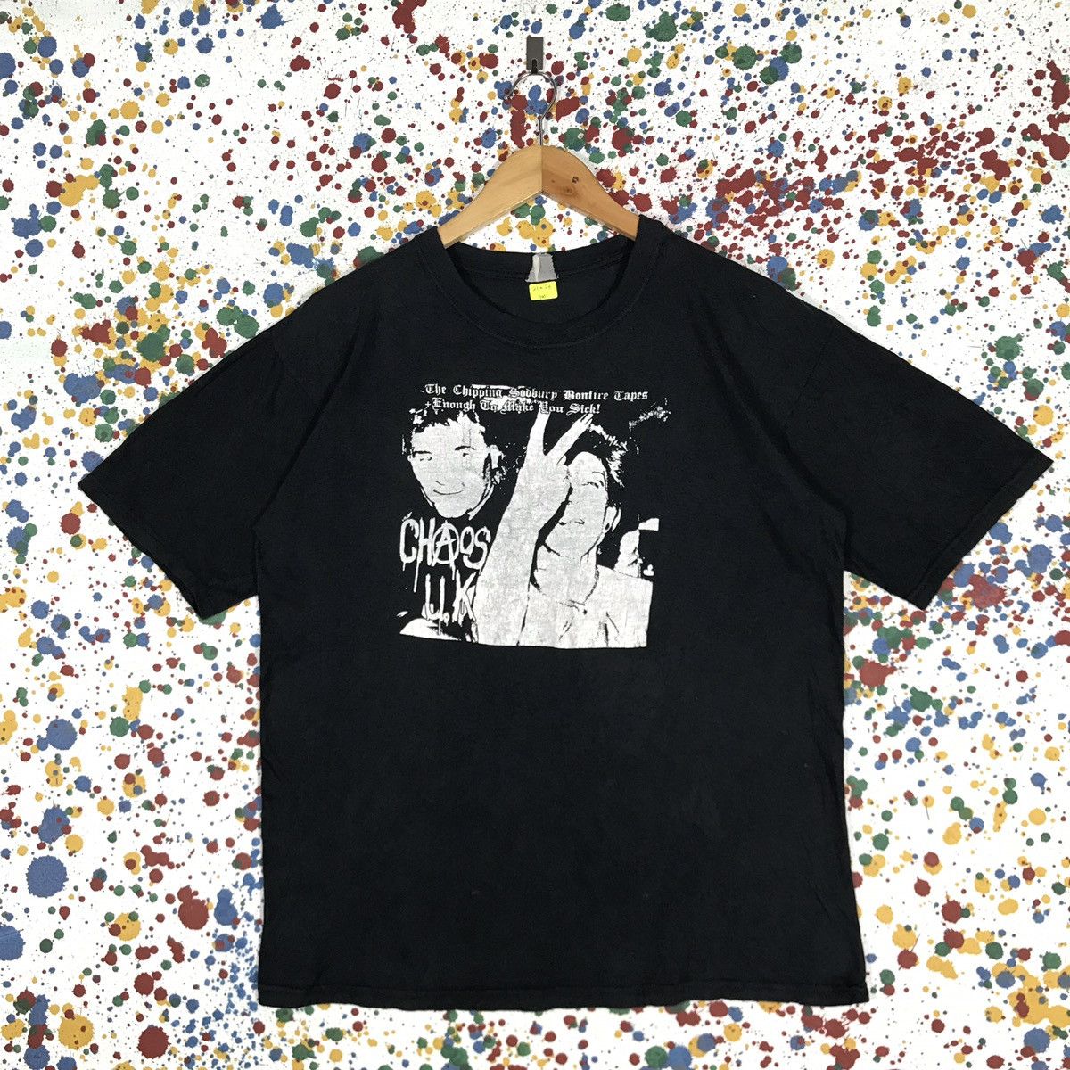 Vintage 90s Chaos Uk The Chipping Sodbury Bonfire Tapes Tee Hoodie, Sweatshirt | FlexRushtees.com