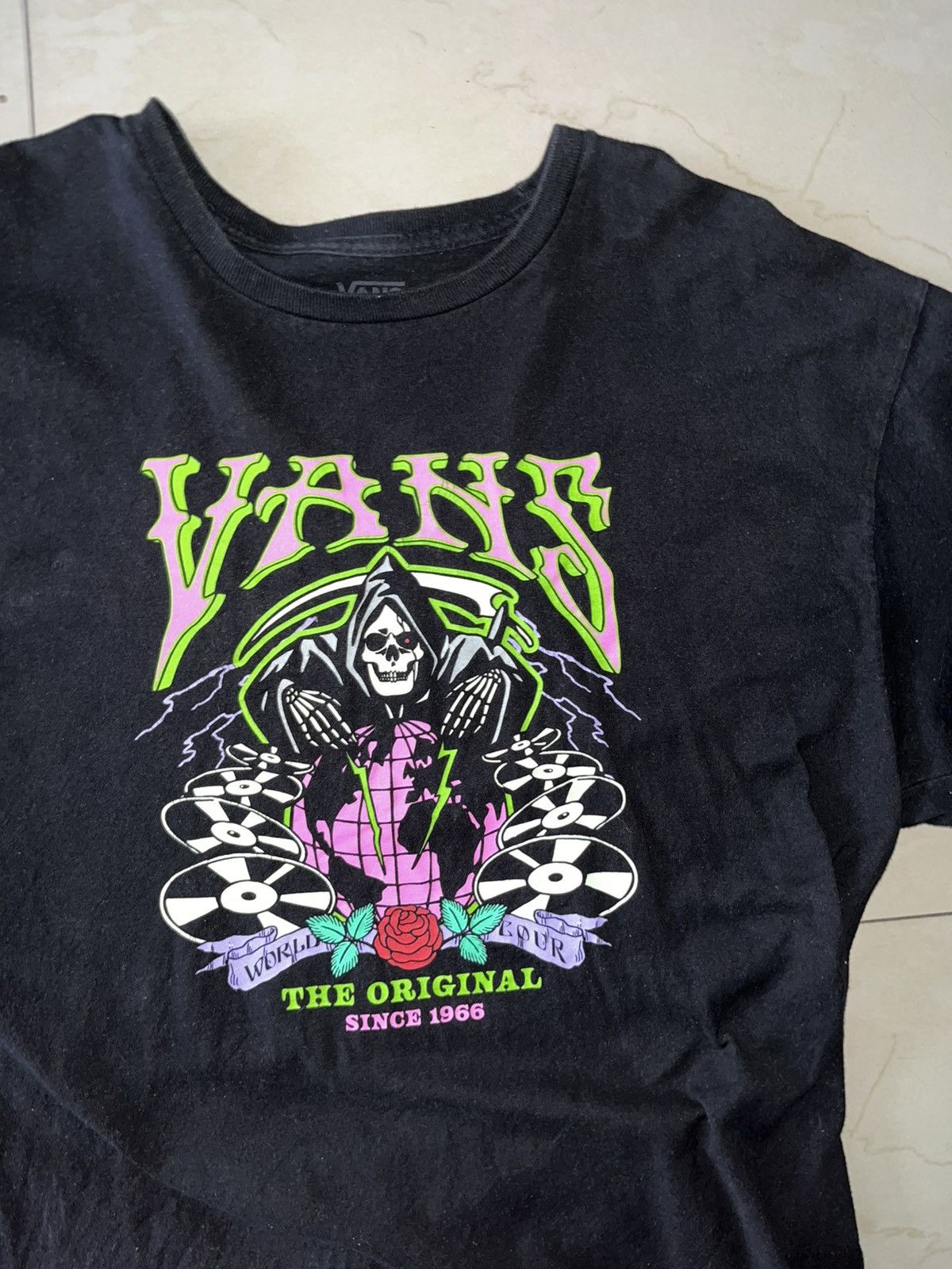 Vans World Tour Skeleton Grim Reaper Dj Rare Skater Tee Xl