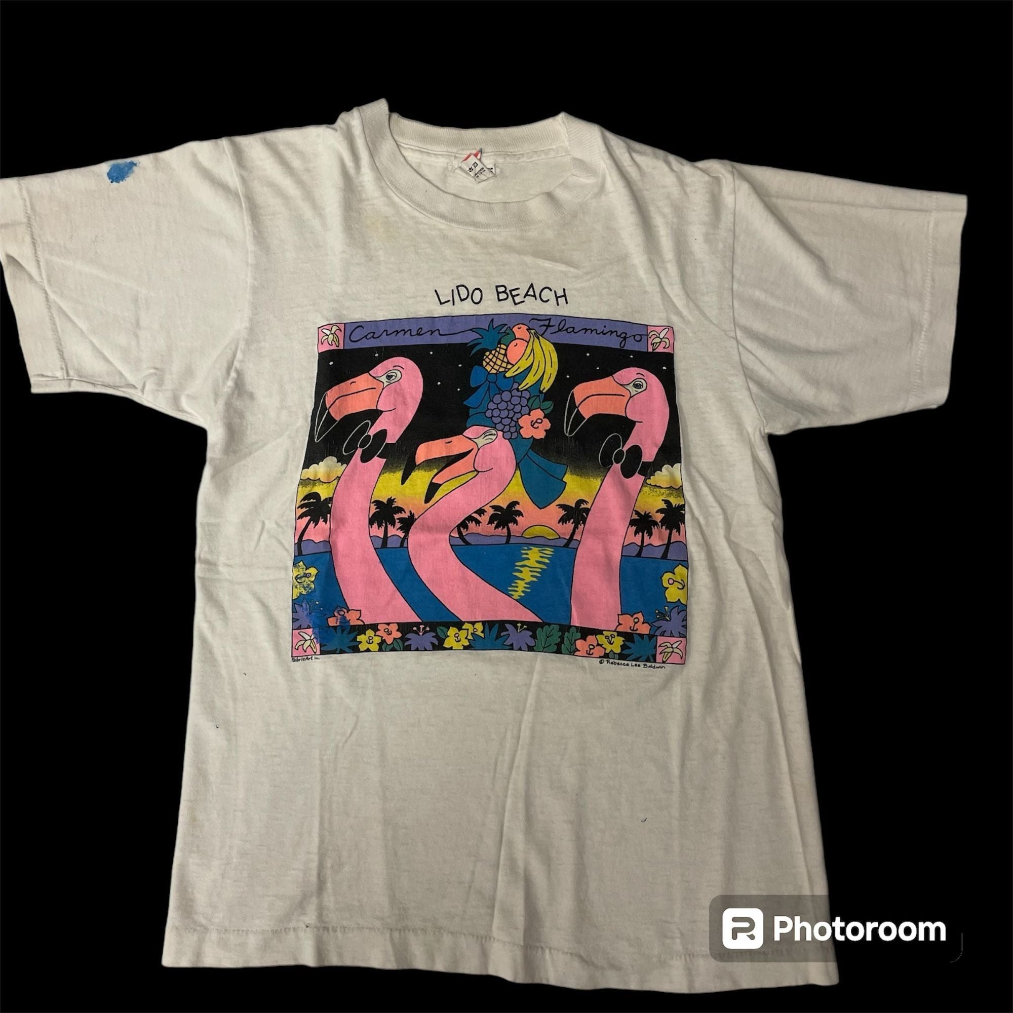 Fruit Of The Loom 80 S Lido Beach Tropical Carmen Flamingos Art Retro T Shirt