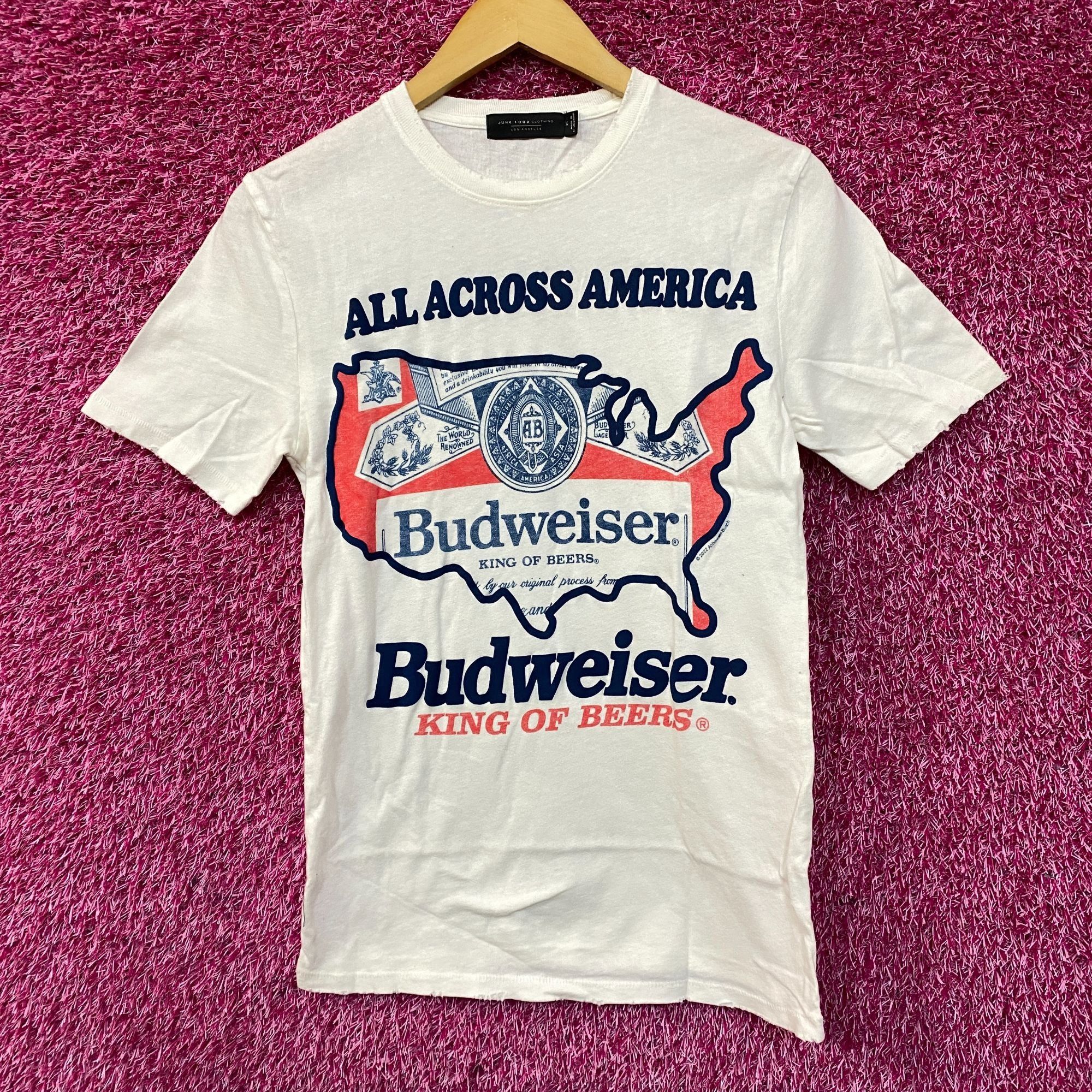 Junk Food Budweiser King Of Beers All Across America T Shirt Size Xs Hoodie, Sweatshirt | FlexRushtees.com