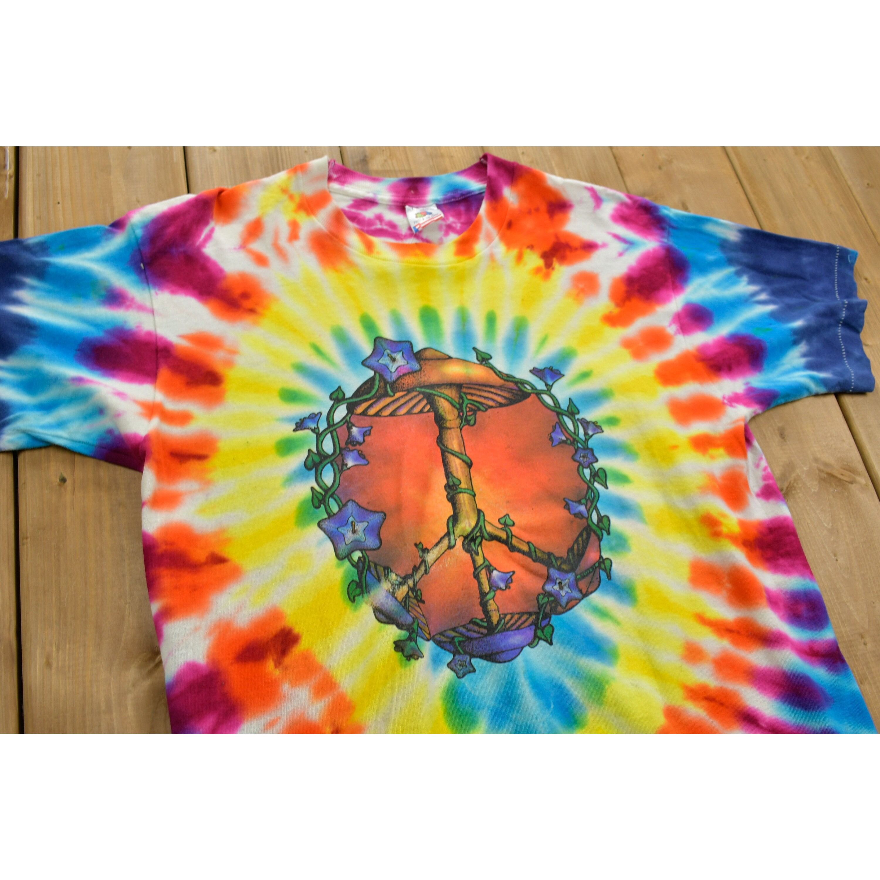 Liquid Blue X Vintage Vintage 1990s Peace And Mushrooms Tie Dye T Shirt
