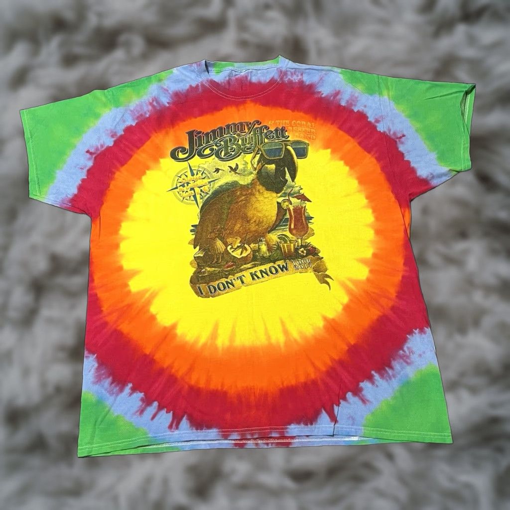 Gildan Vintage Jimmy Buffett Shirt Tie Dye Tour Parrot Head Songs From Saint Somewhere Tee L Multico