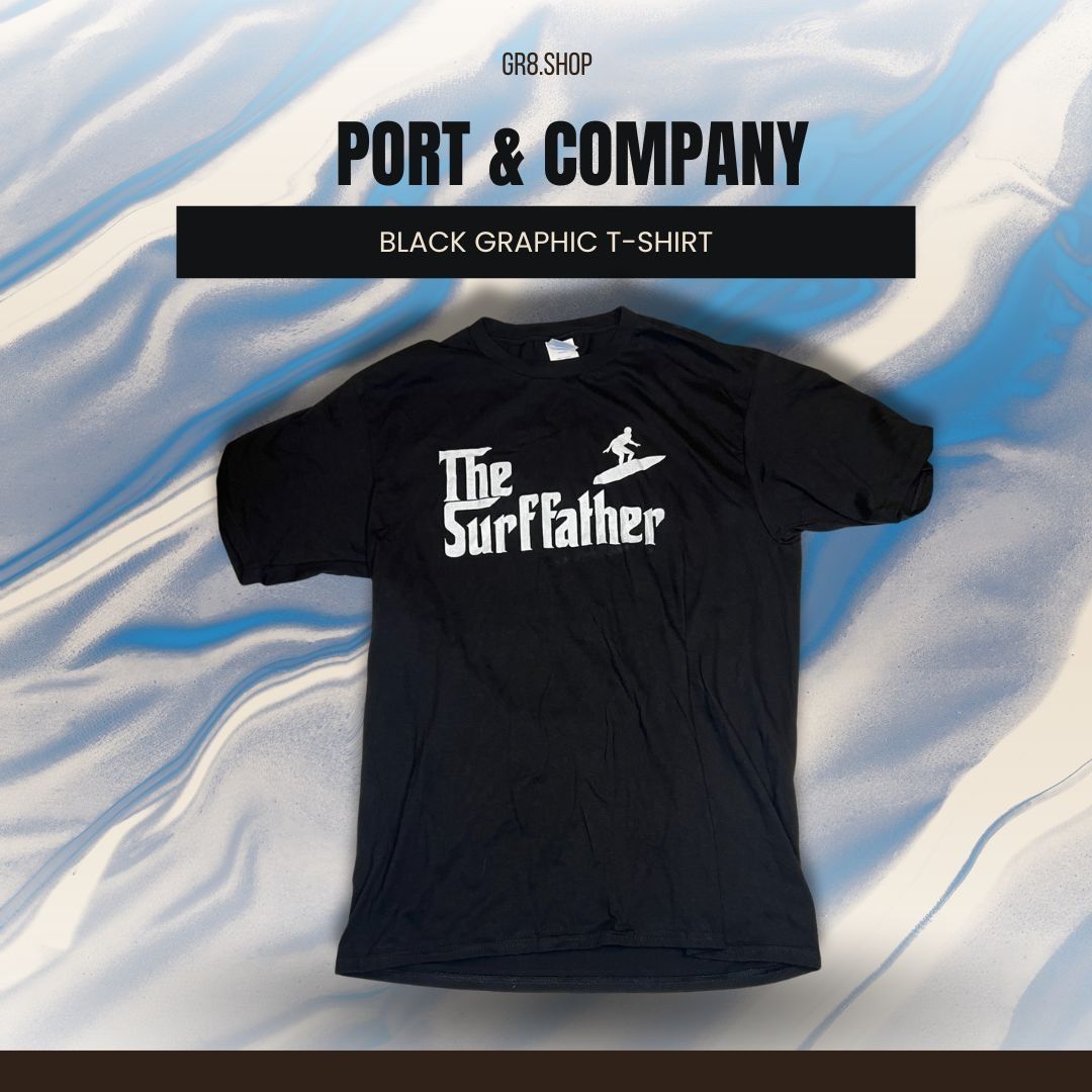 Port Company The Surf Father Black Graphic Tee Medium By Port Company 1 Hoodie, Sweatshirt | FlexRushtees.com