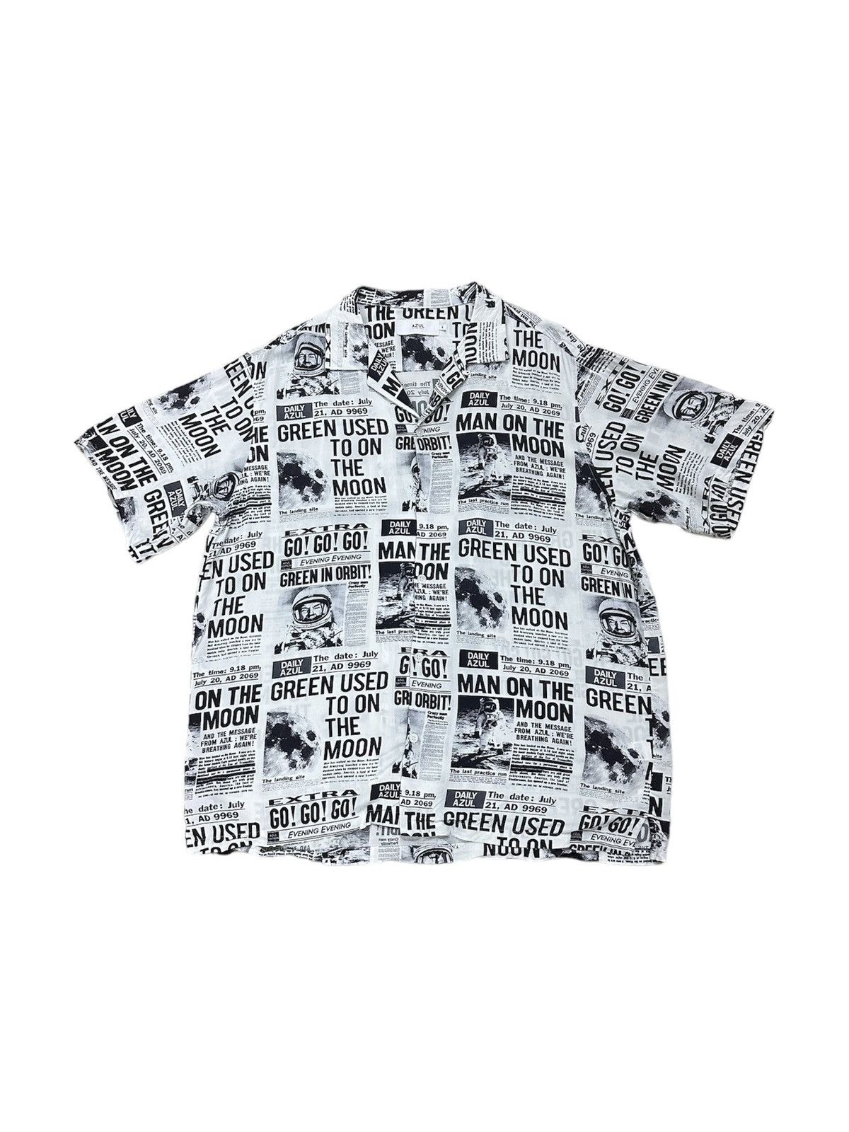 Japanese Brand X Seditionaries Rare Azul By Moussy Astronaut Full Print Open Collar S