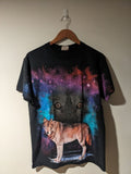 Vintage 90s Wolf Animal Nature Psychedelic Medium T Shirt