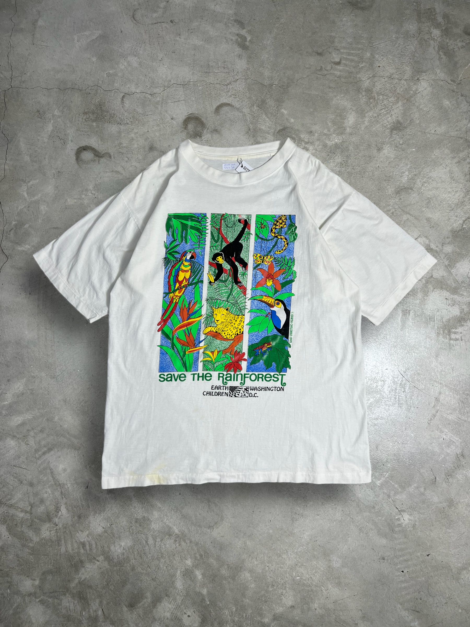 Vintage 90s Save The Rain Forest Art Tee Gtme345 Hoodie, Sweatshirt | FlexRushtees.com