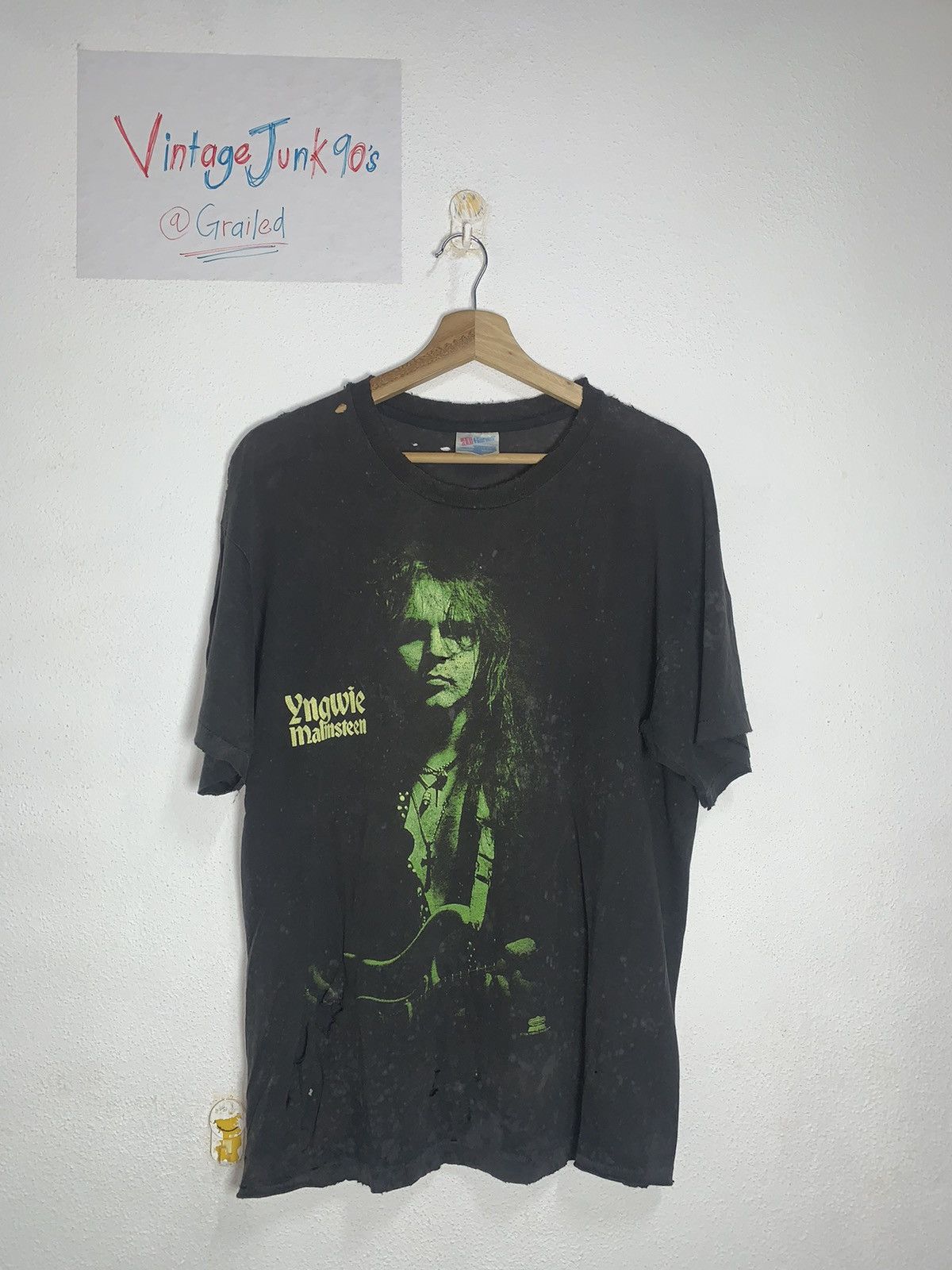 Band Tees Vintage Yngwie Malmsteen Super Duper Distressed T Shirt Hoodie, Sweatshirt | FlexRushtees.com