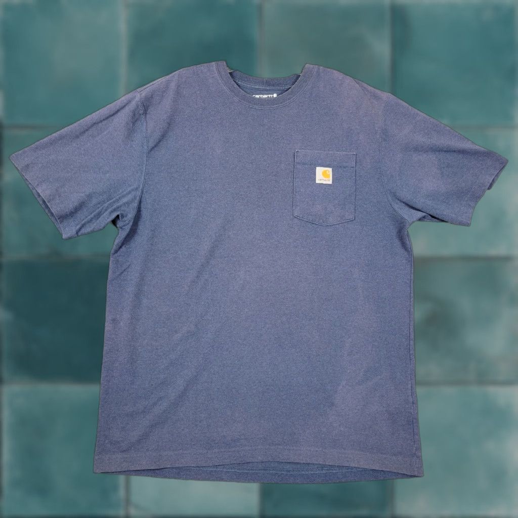 Carhartt T Shirt Men S Size Large Blue Short Sleeve Pocket Logo K87 M Faded Hoodie, Sweatshirt | FlexRushtees.com