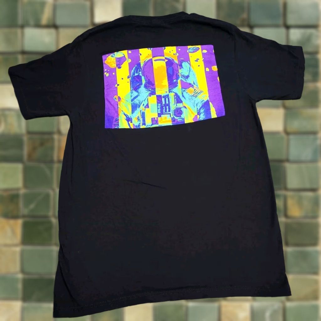 Nasa Astronaut Neon Logo T Shirt Shirt Space Logo Nasa Men S Short Sleeve Crew Neck Black Cotto