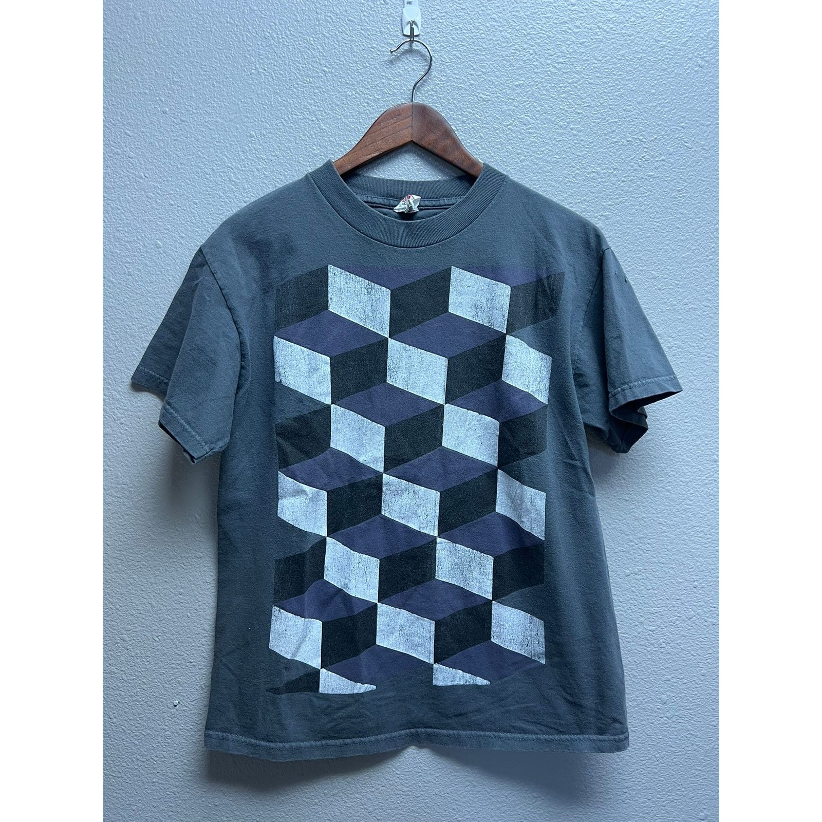 Alstyle Vintage Geometric Shirt 3d Gray Purple Trippy Tee Art Medium