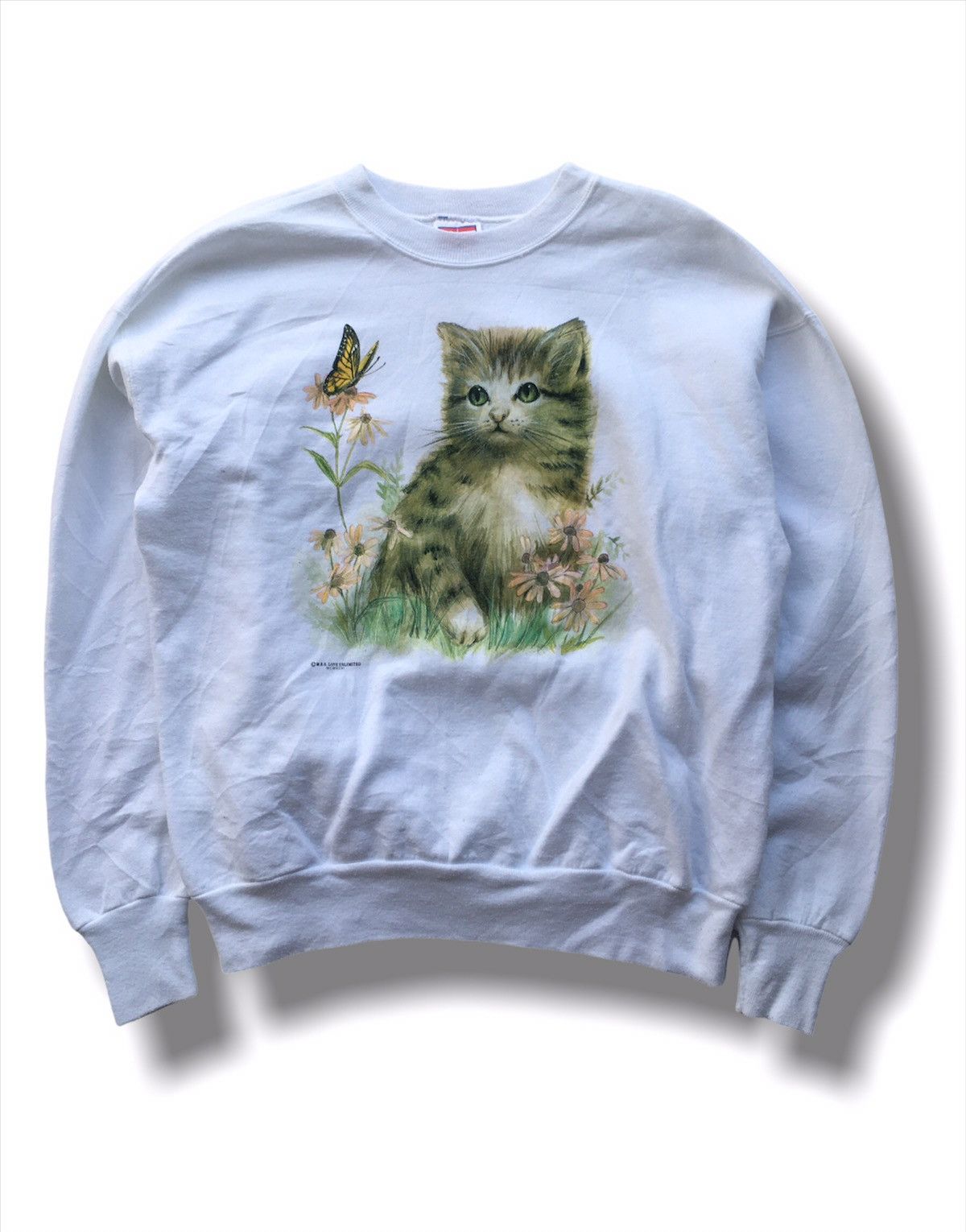 Vintage Hanes M B S Love Unlimited Cat Crewneck Sweatshirt