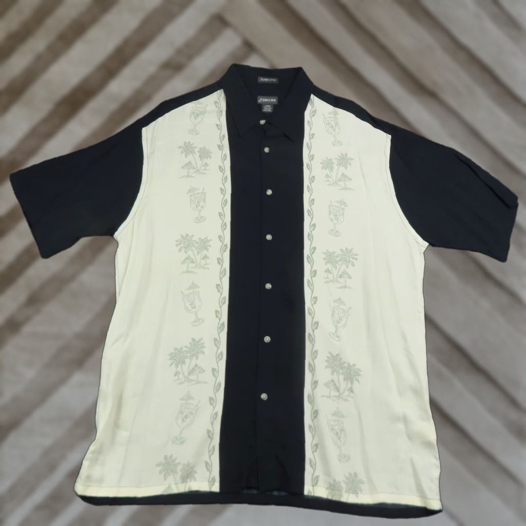 Vintage St John S Bay Shirt Mens Large Hawaiian Rayon Palm Tree Resort Tropical Short Sleeve