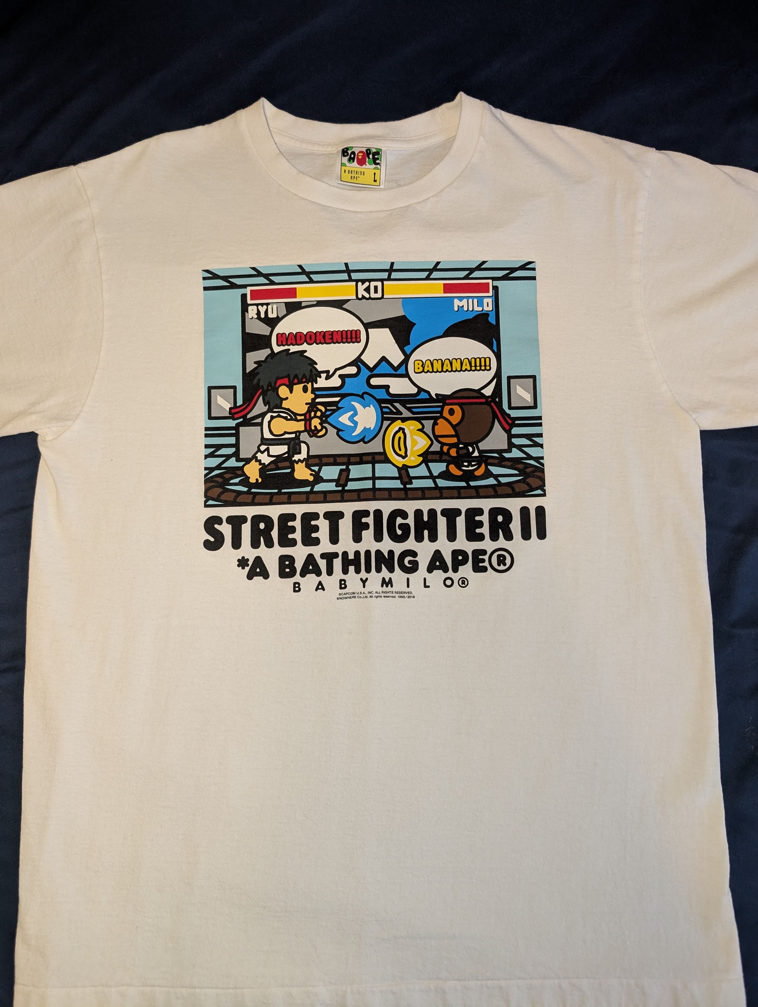 Street Fighter Hadoken Banana White Tee Large