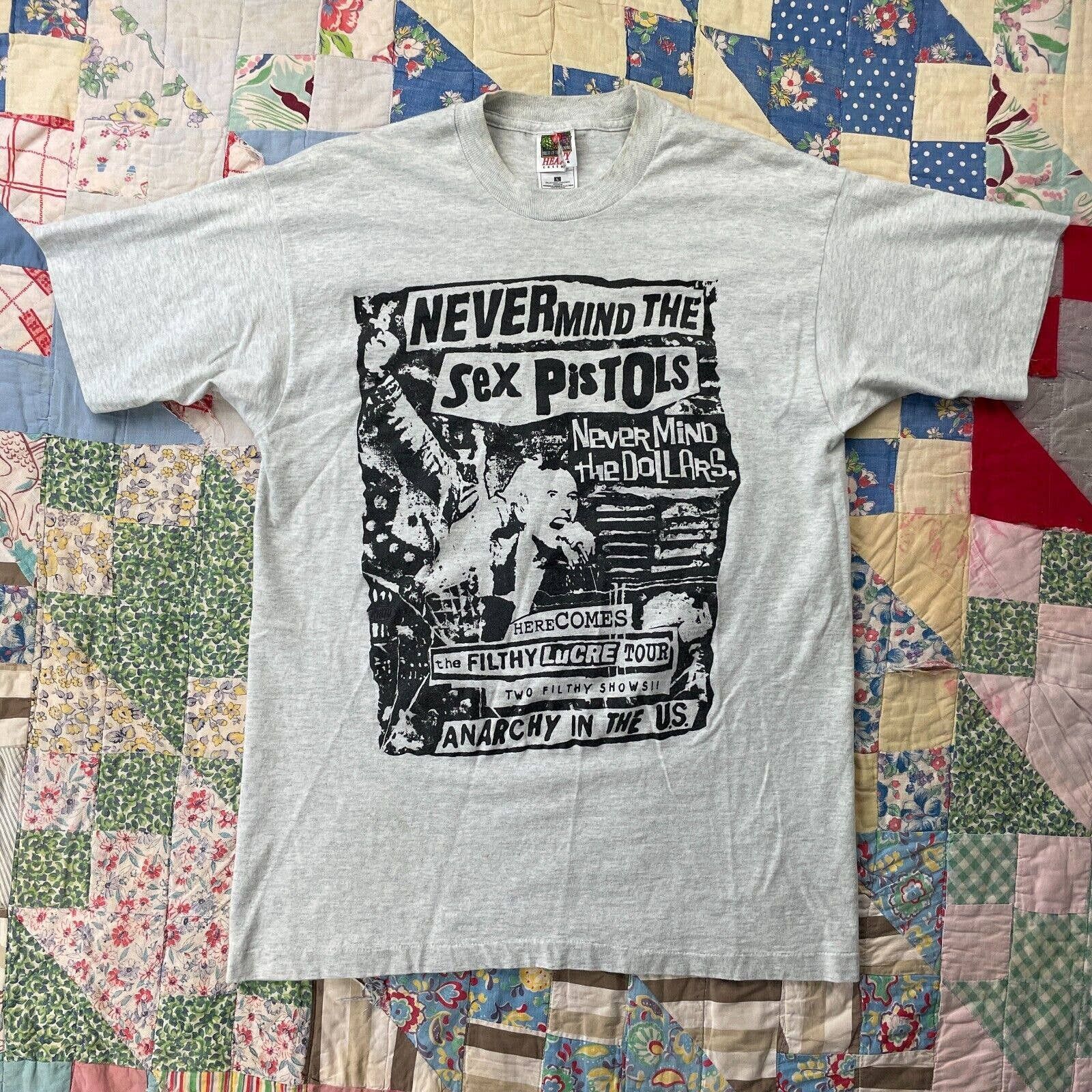 Vintage 90s Sex Pistols Filthy Lucre Tour Nevermind Aop Tee Hoodie, Sweatshirt | FlexRushtees.com