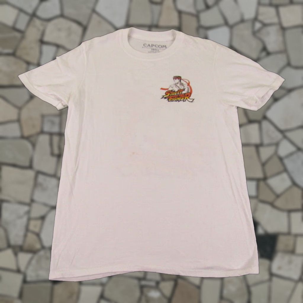Vintage Capcom Street Fighter Shirt Mens Small White Double Sided Graphic Tee