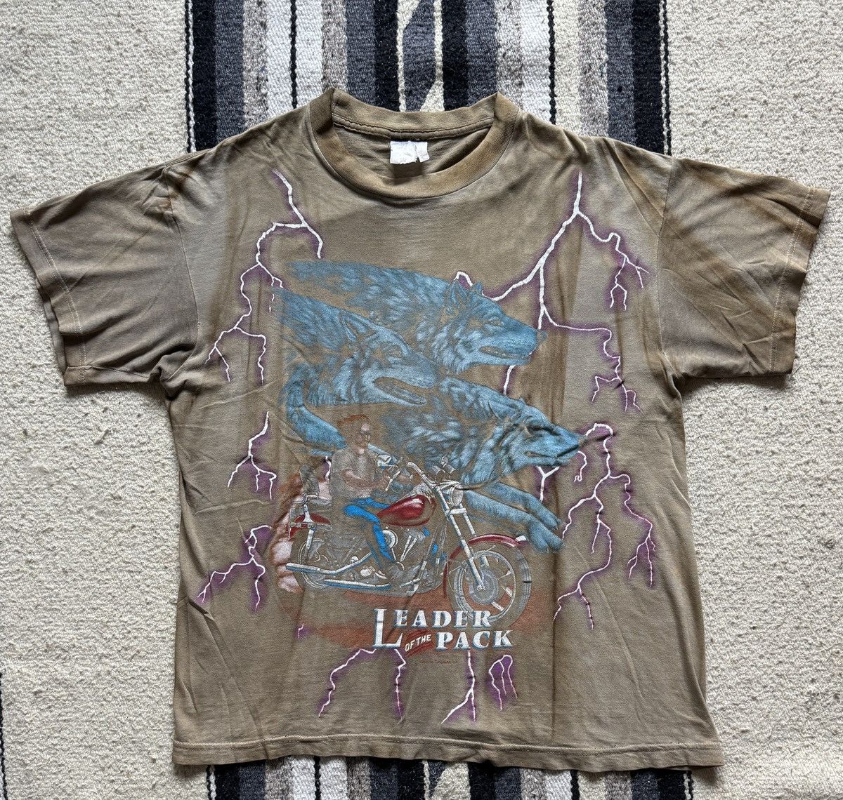 Vintage 90s American Thunder Bleached Faded Biker T Shirt Xl Hoodie, Sweatshirt | FlexRushtees.com