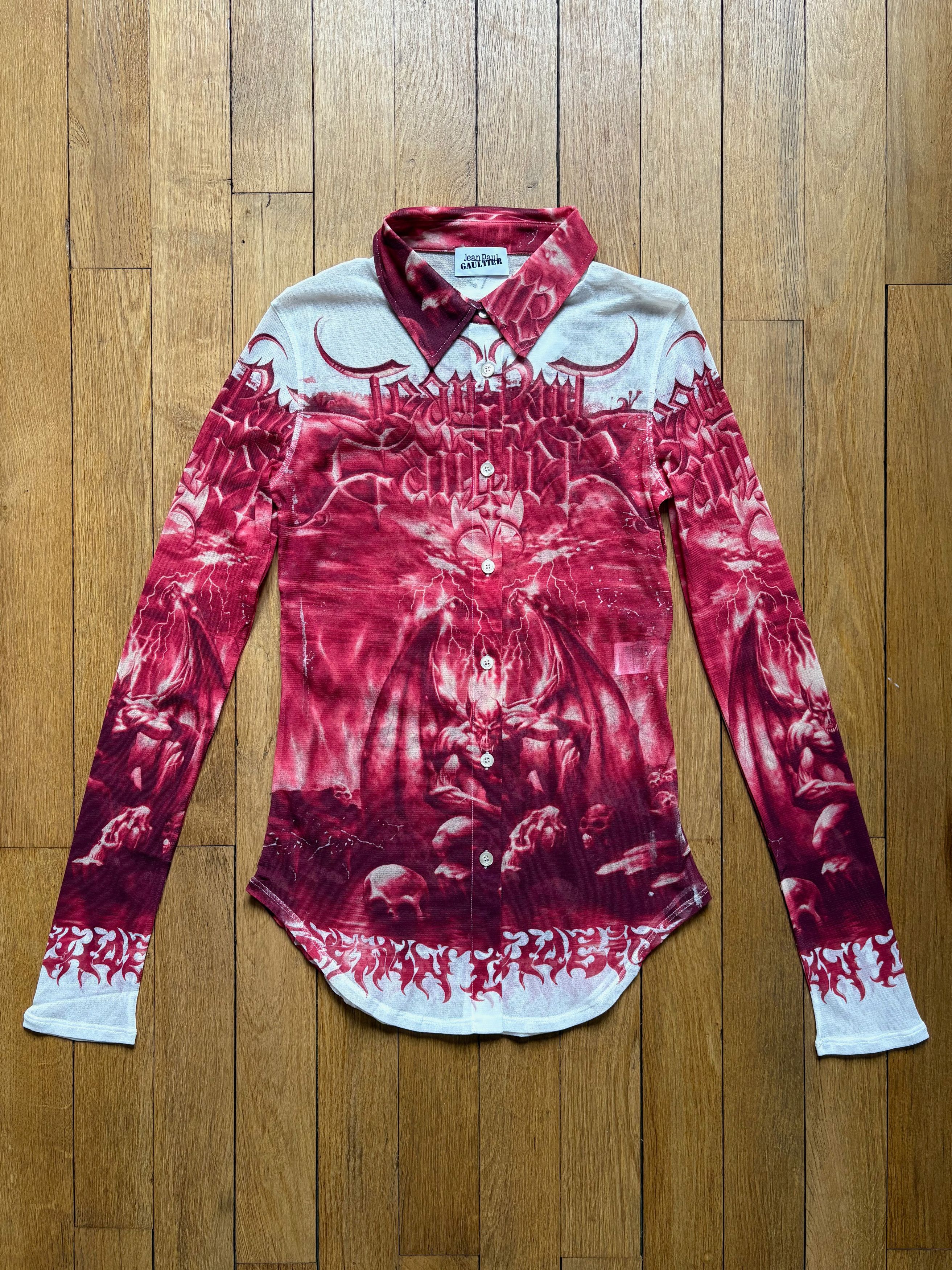 Paul Gaultier Jean Paul Gaultier Diablo Print Mesh Shirt