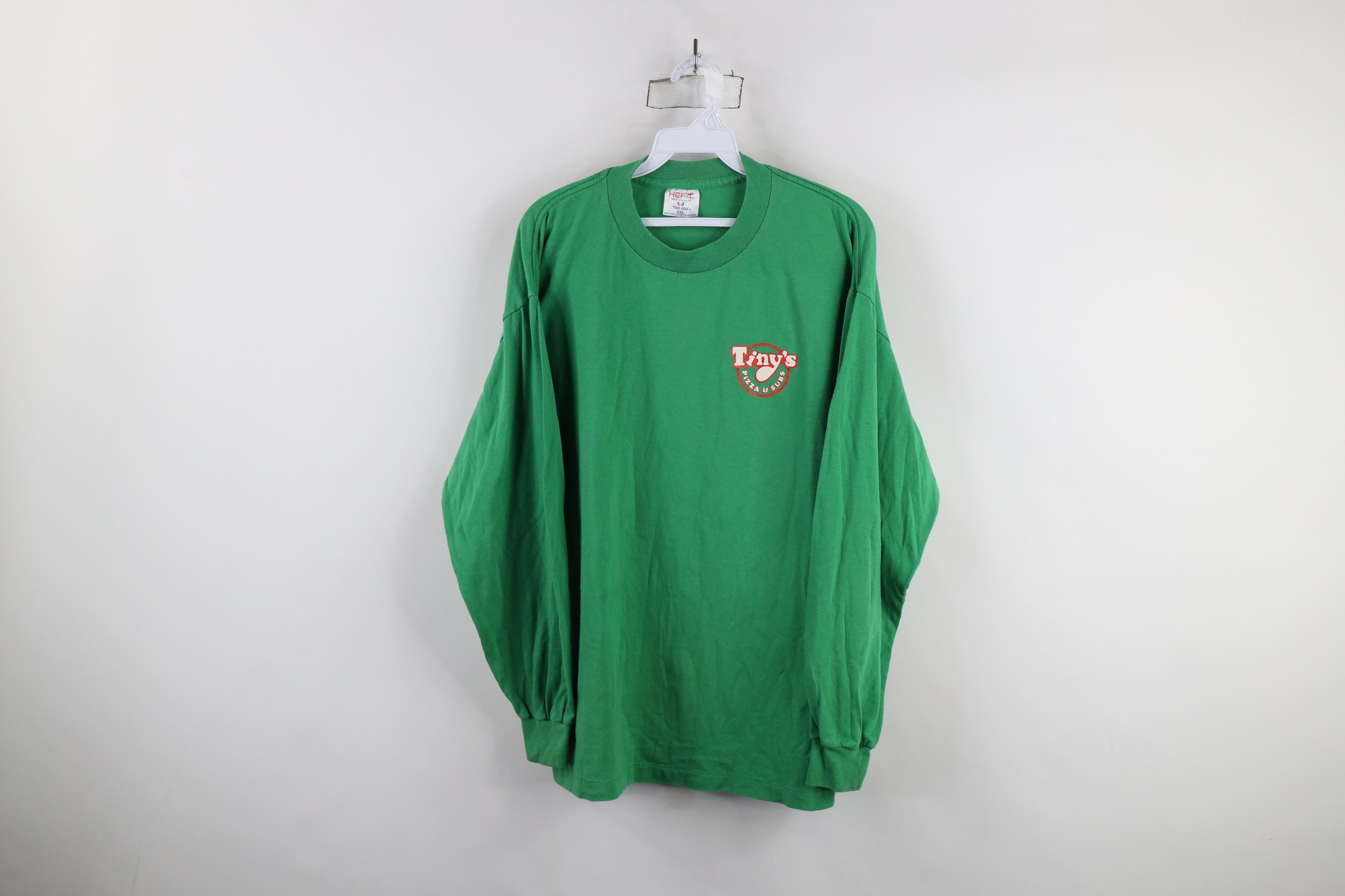 Vintage 90s Pizza And Subs Long Sleeve T Shirt Green Usa