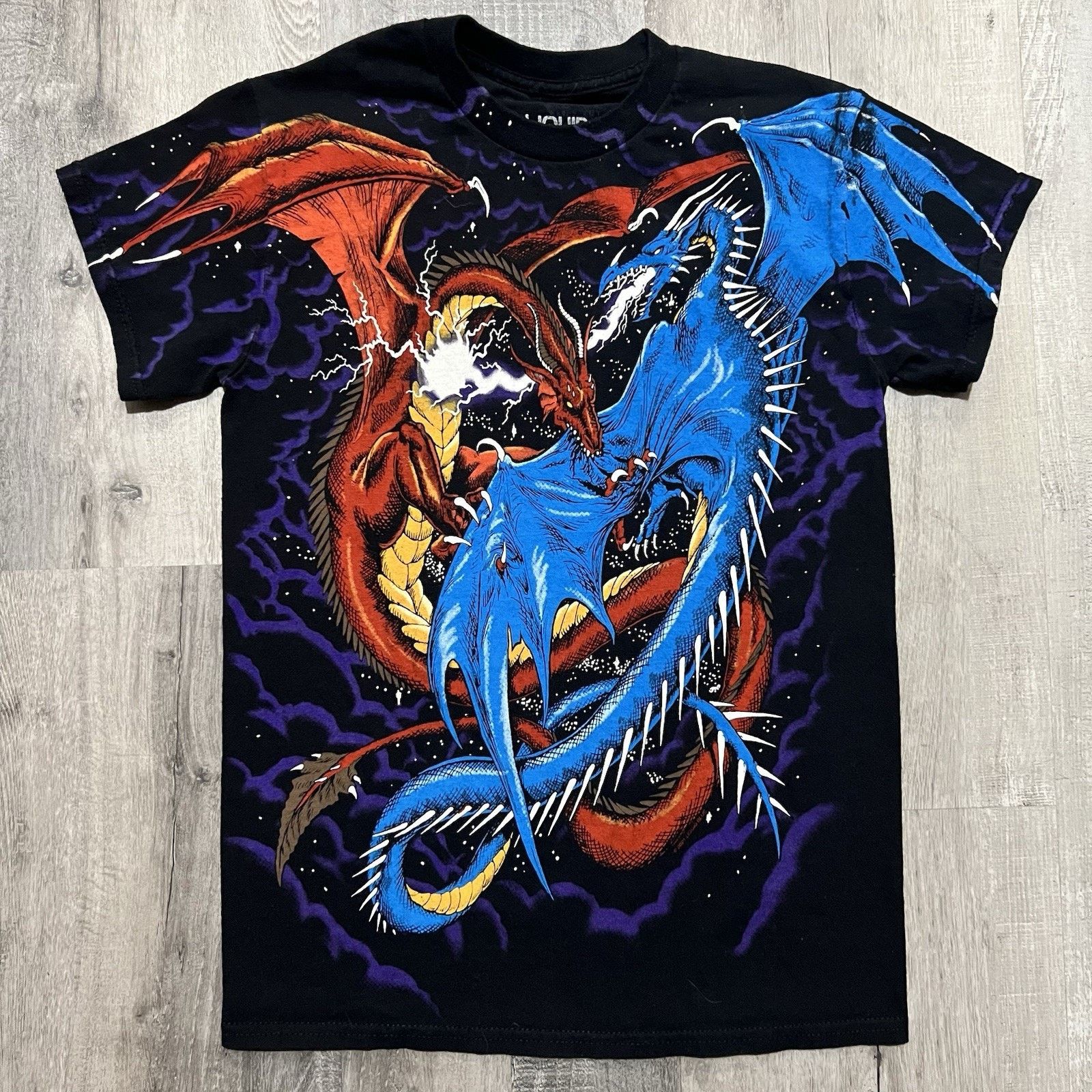 Blue Liquid Blue Dragon T Shirt Fire Ice Aop Fantasy Small Hoodie, Sweatshirt | FlexRushtees.com