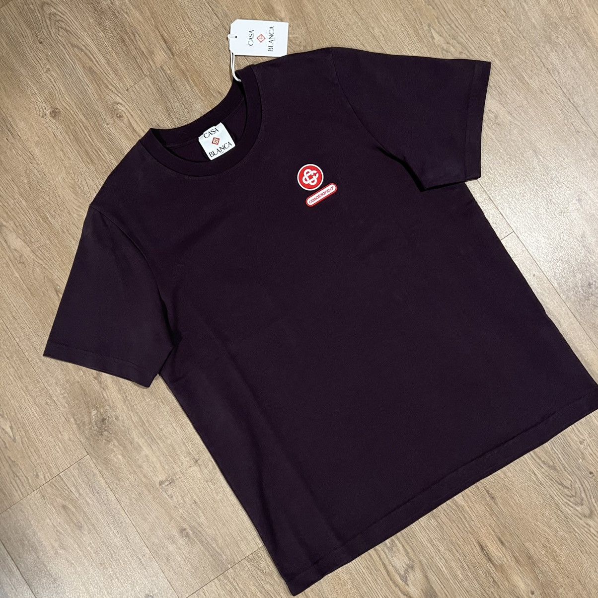 Casablanca Burgundy Logo Patch Short Sleeve Tee Medium Hoodie, Sweatshirt | FlexRushtees.com