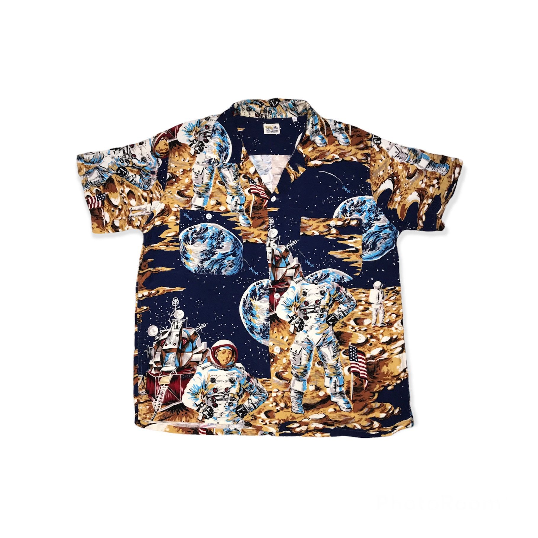 Vintage Seilin Astronaut Moon Landing Aloha Shirt