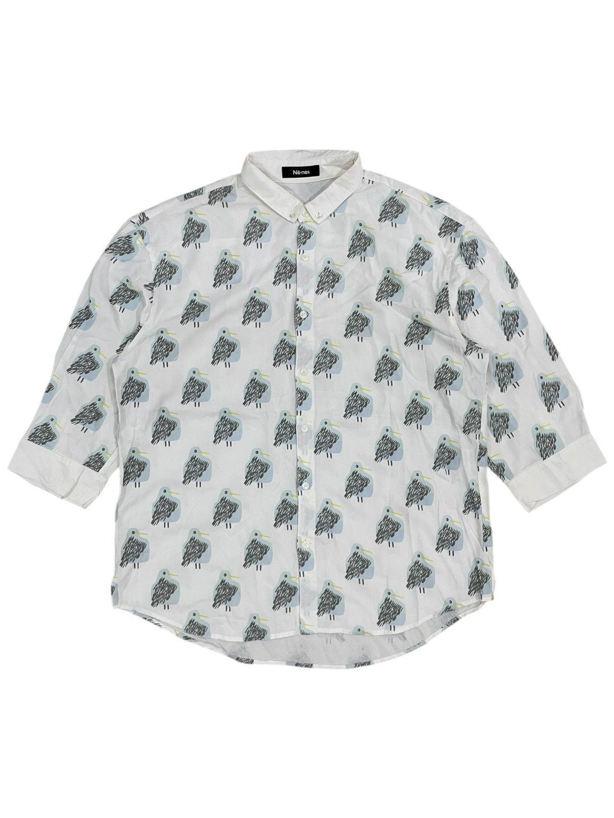 Japanese Brand X Ne Net Ne Net Full Print Unique Design White Shirt