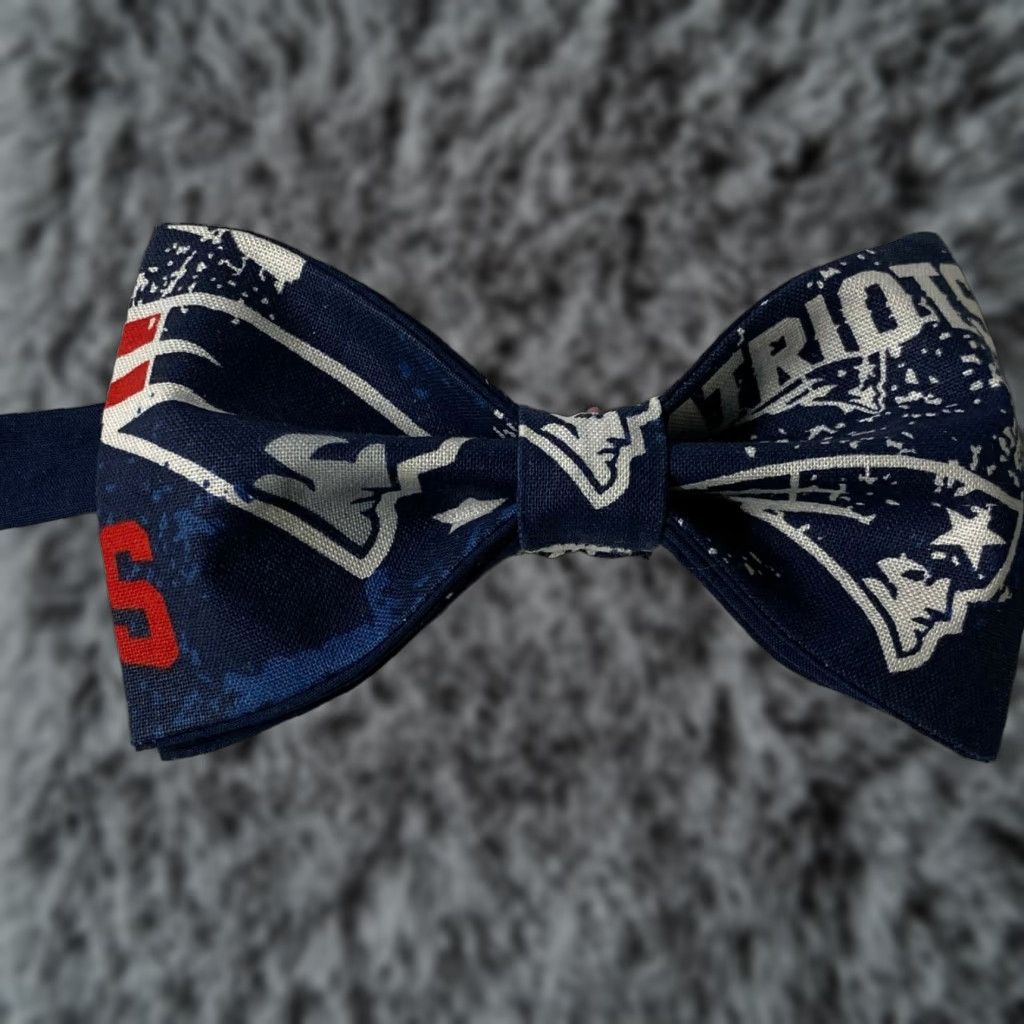 Vintage Custom Mens Patriots Bow Tie Pre Tied Adjustable Handmade Navy Blue White New Englan