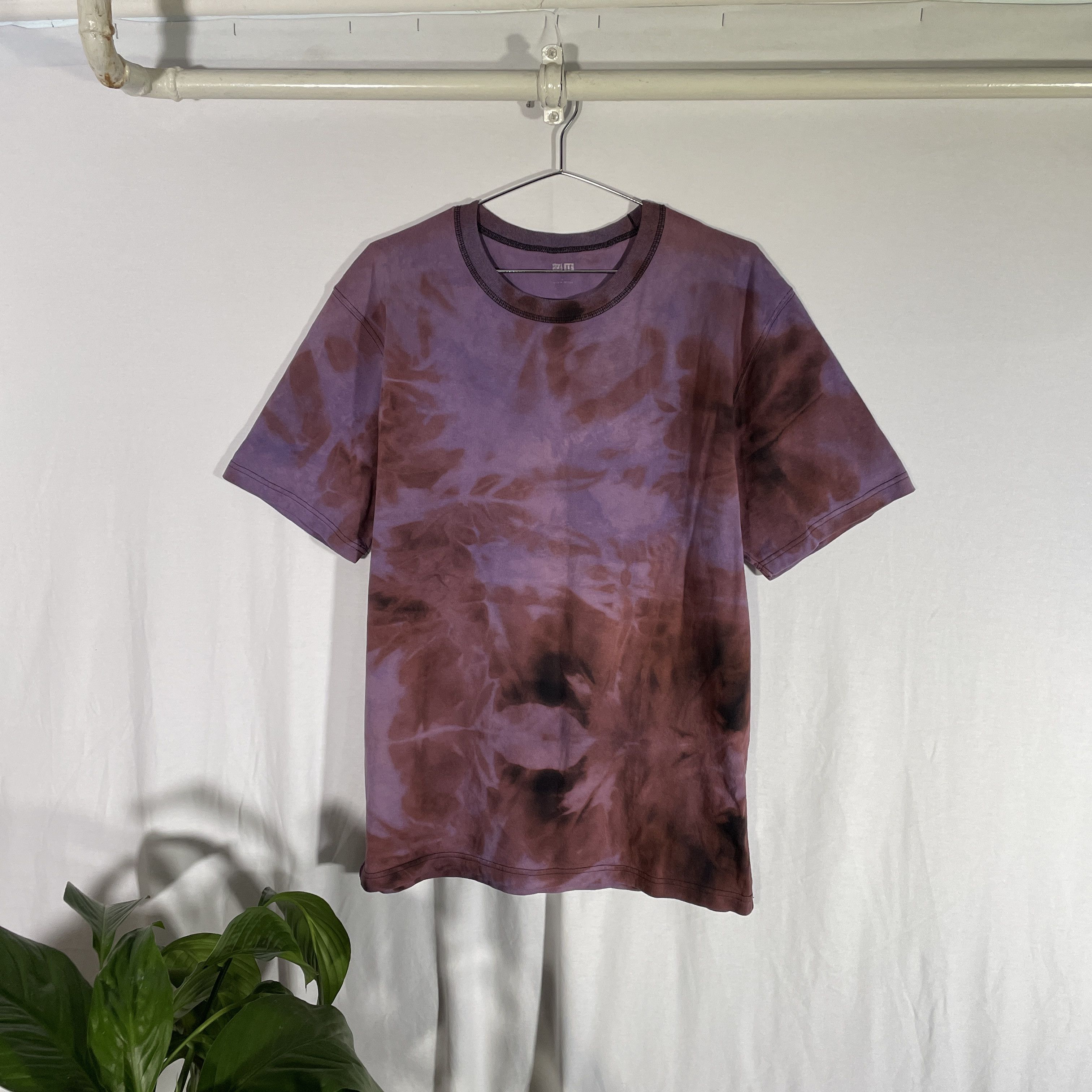 Uniqlo Custom Reworked T Shirt Purple Tie Dye Wash Vintage Size L