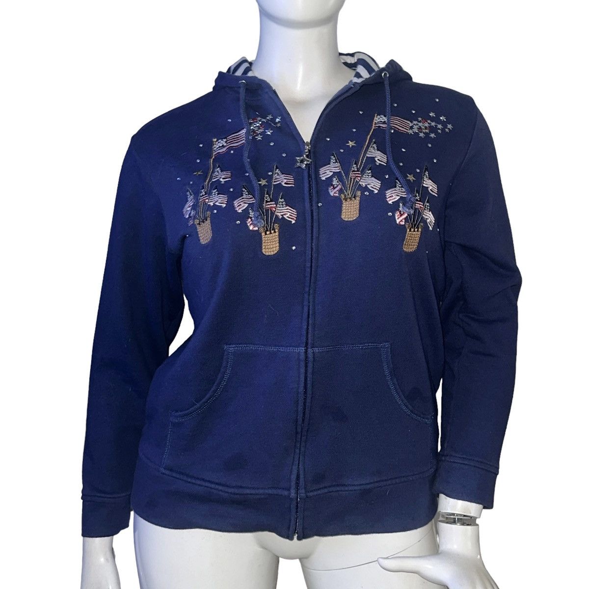 Factory Quacker Factory Patriotic Embroidered Embellished Hoodie