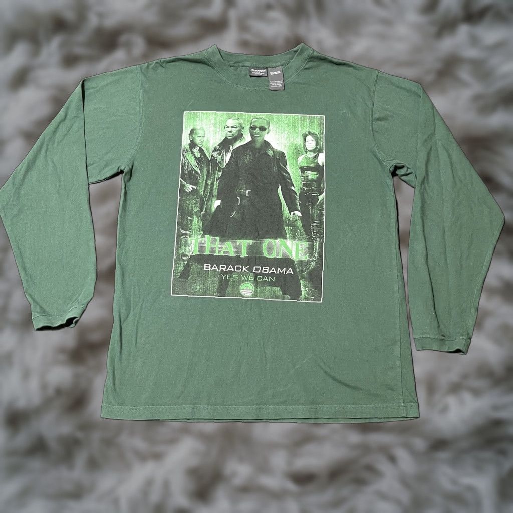 Vintage The Matrix Shirt Giant Men Crew Neck Long Sleeve Graphic Print Green M Logo 2000s Mo