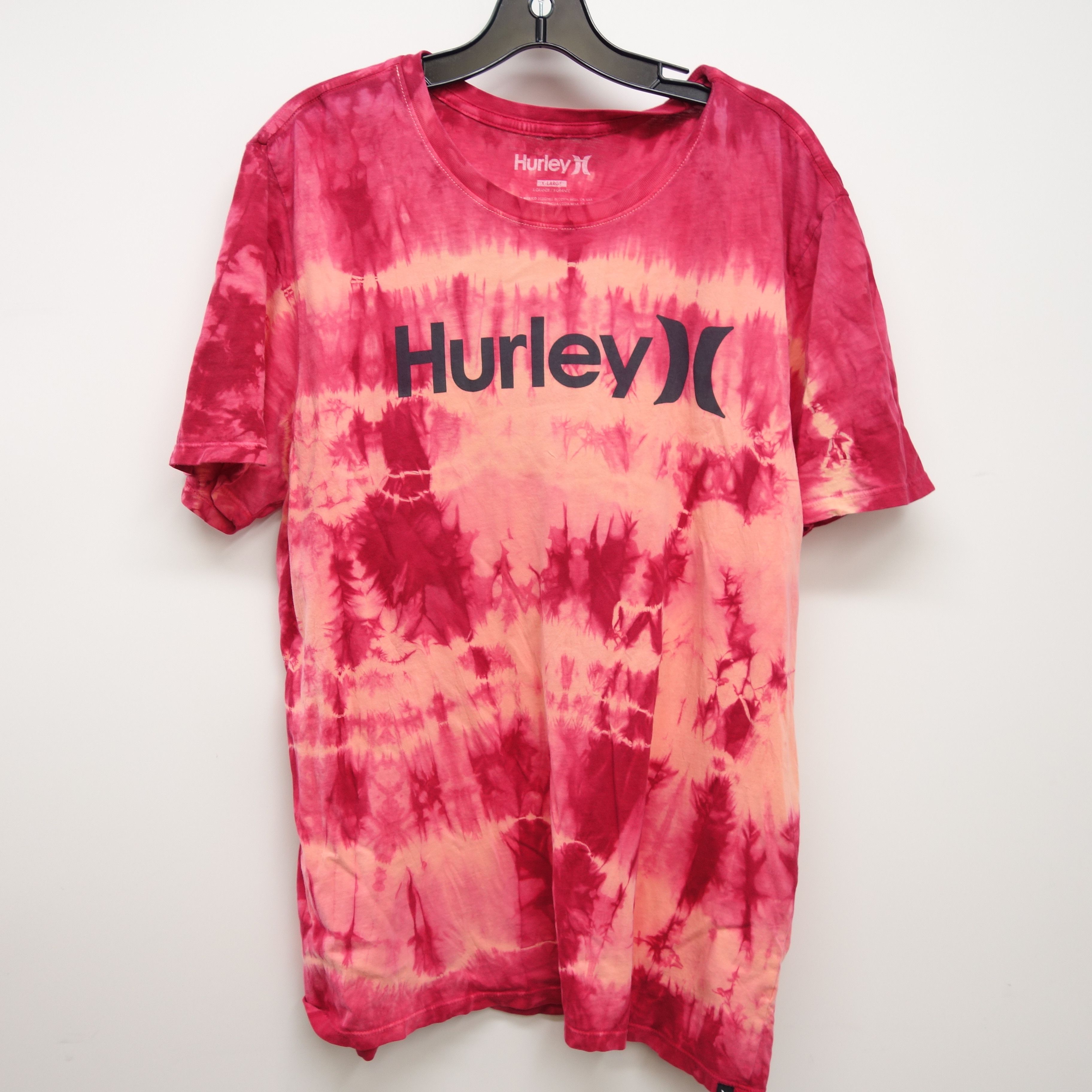Hurley Orange Red Tie Dye Trippy Festival Tee T Shirt Size Xl