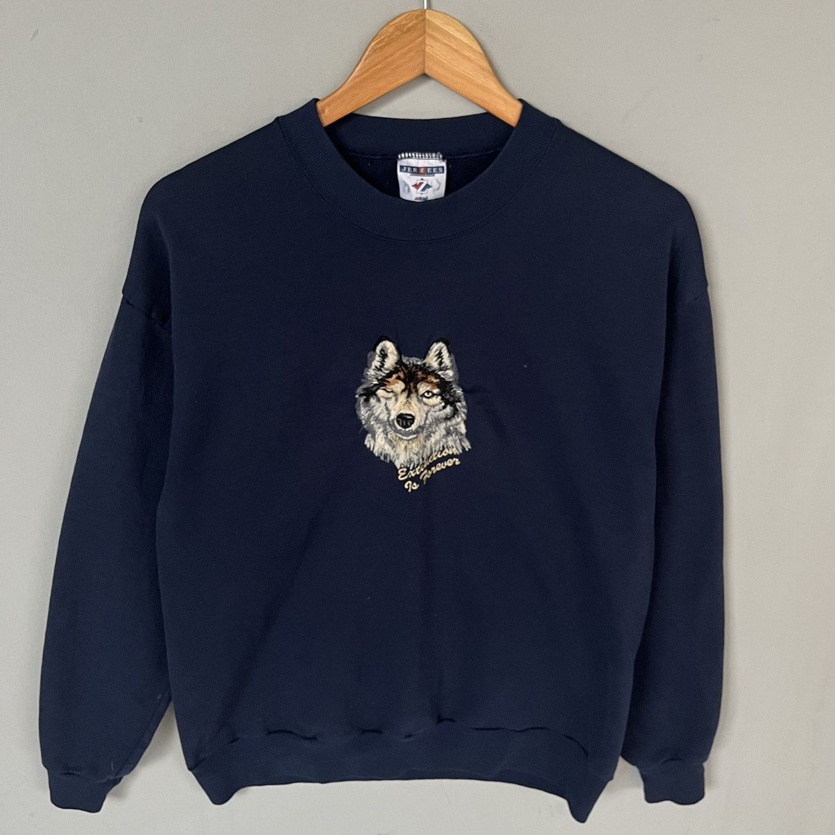 Vintage Jerzees Wolf Head Embroidered
