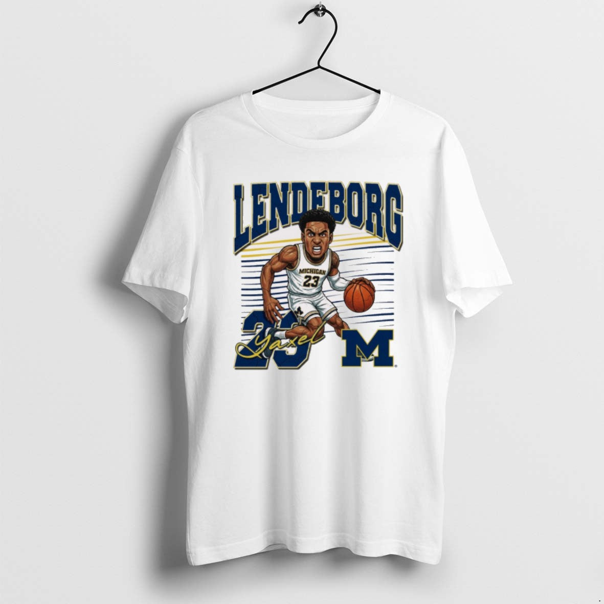 Official Valiant University Michigan Wolverines Basketball Yaxel Lendeborg Caricature T-Shirts, Hoodie, Sweatshirt