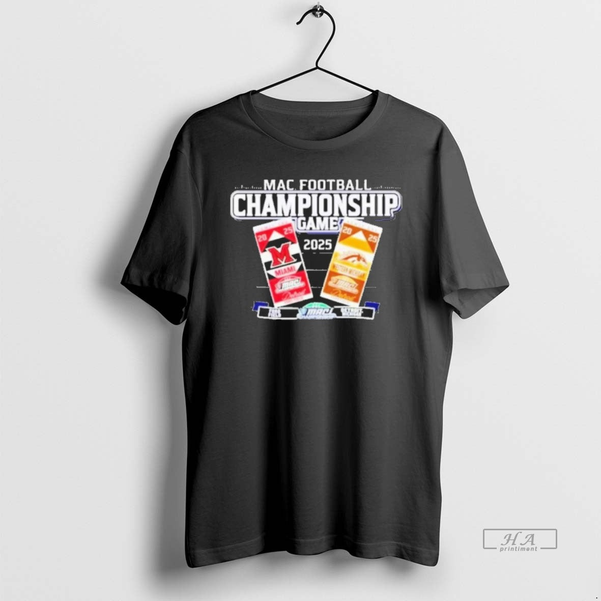 Official Western Michigan Broncos Vs Miami Redhawks 2025 Mac Football Champions Card T-Shirts, Hoodie, Sweatshirt